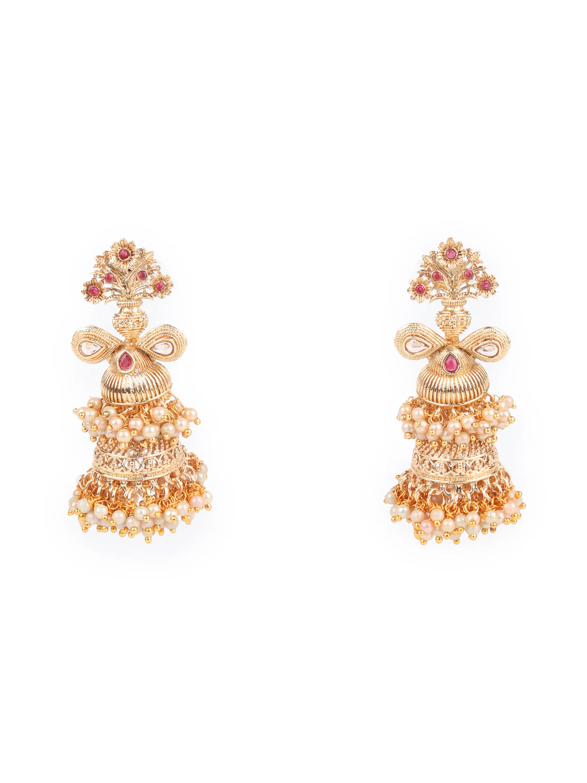 Odette Gold Pearl and Faux Stone Embellished Jewellry Set for Women - Image 3