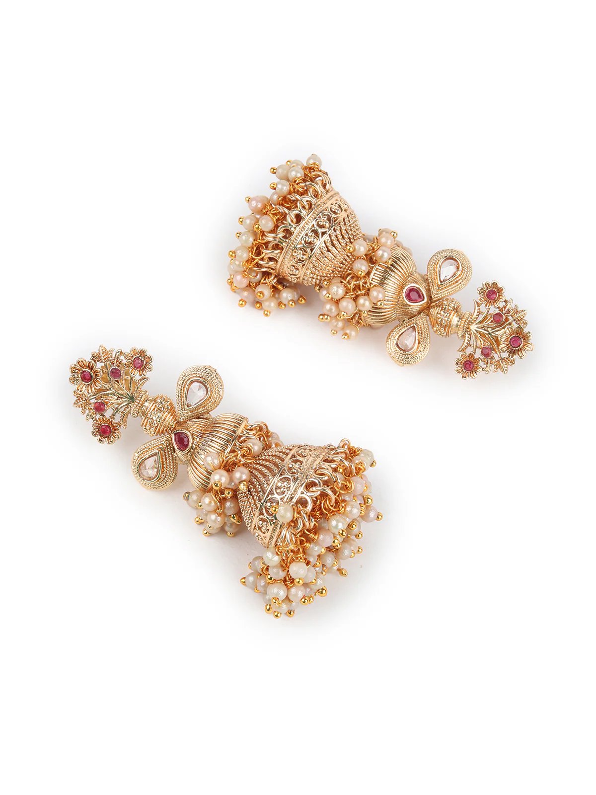 Odette Gold Pearl and Faux Stone Embellished Jewellry Set for Women - Image 4