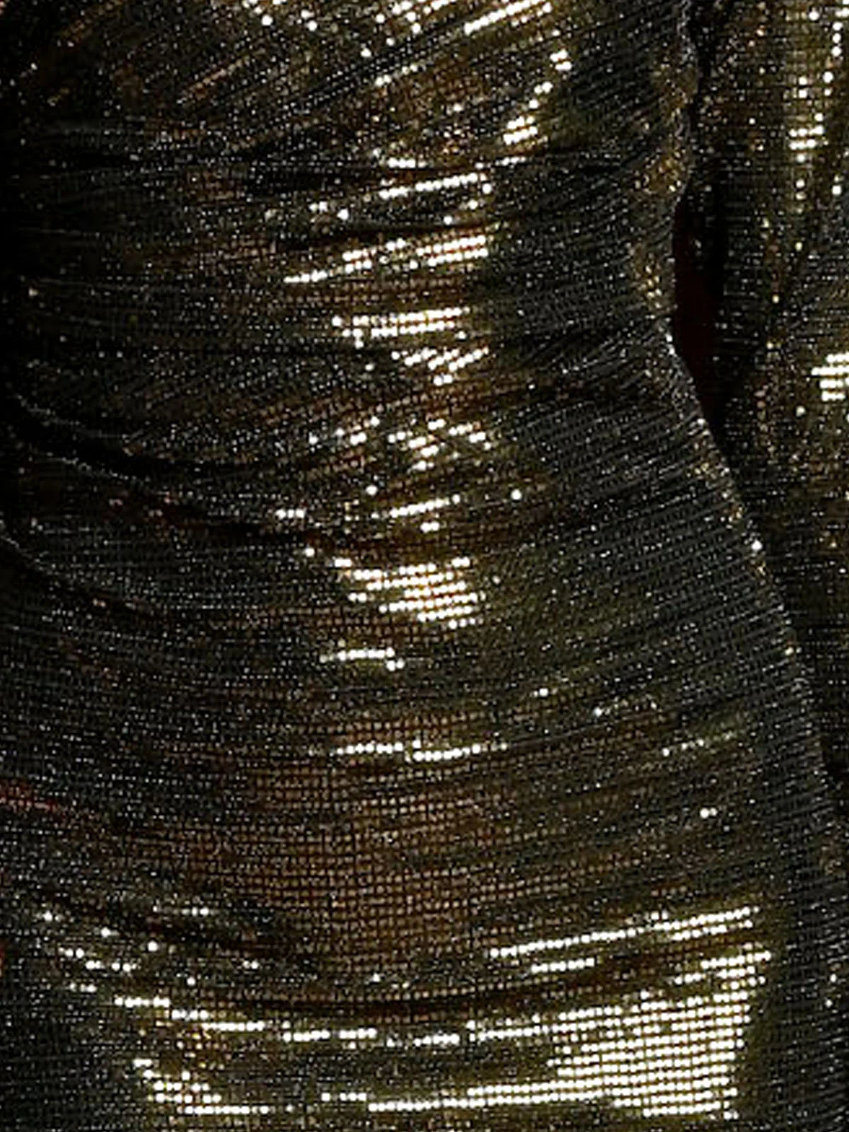 Odette Gold Polyester Lycra Self Design Dress For Women - Image 5