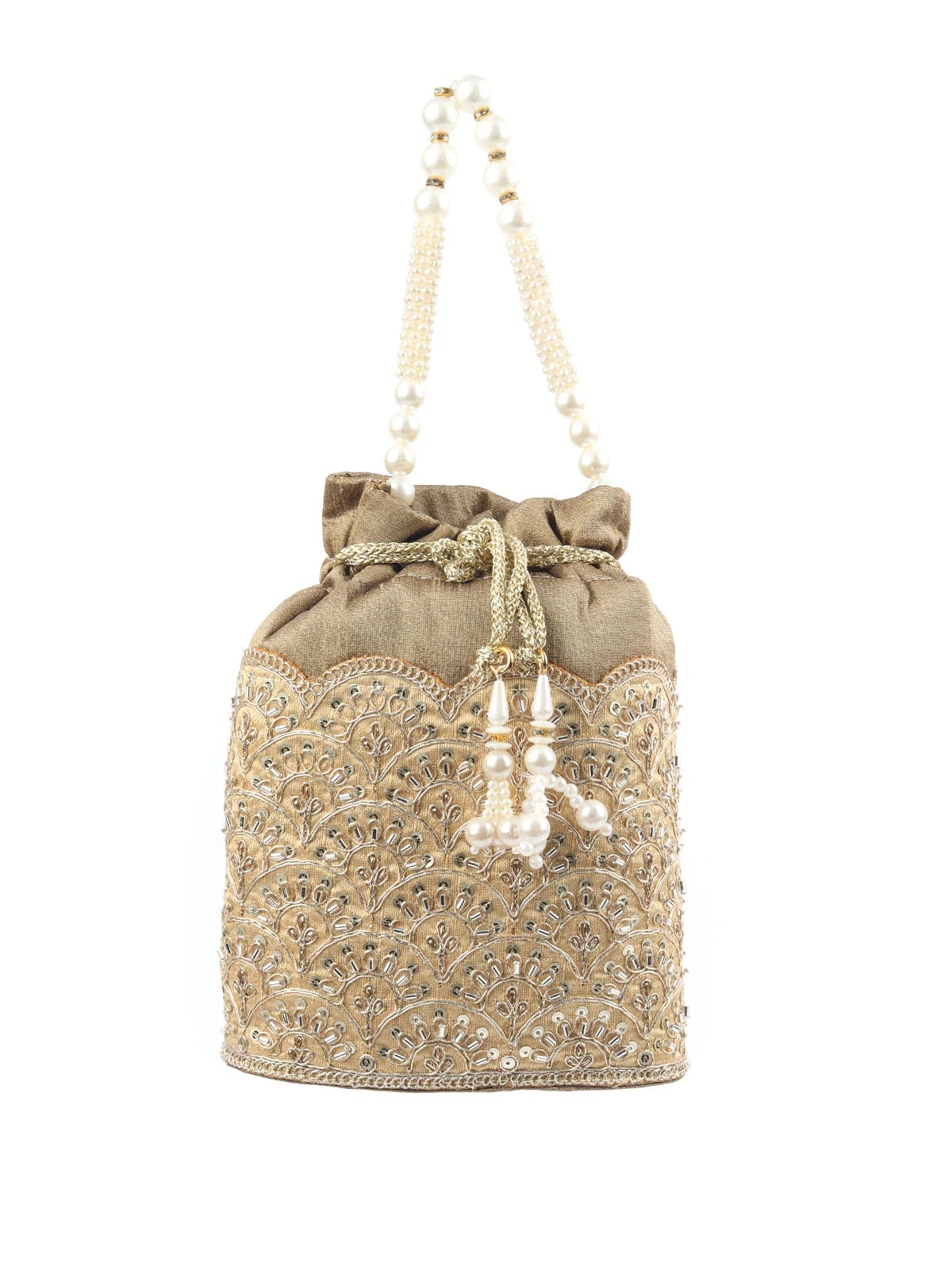 Odette Gold Polyester Potli For Women - Image 3
