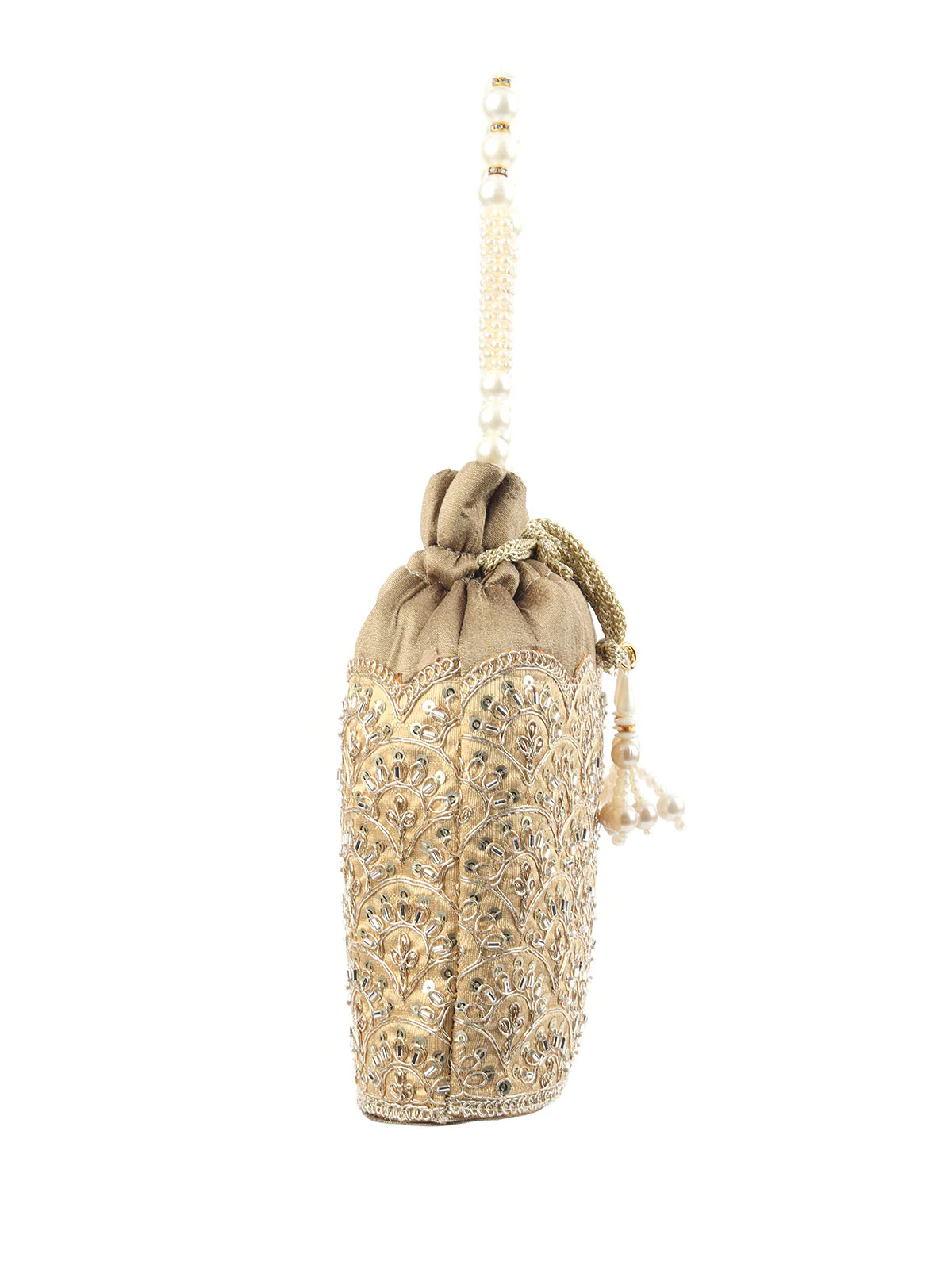 Odette Gold Polyester Potli For Women - Image 4