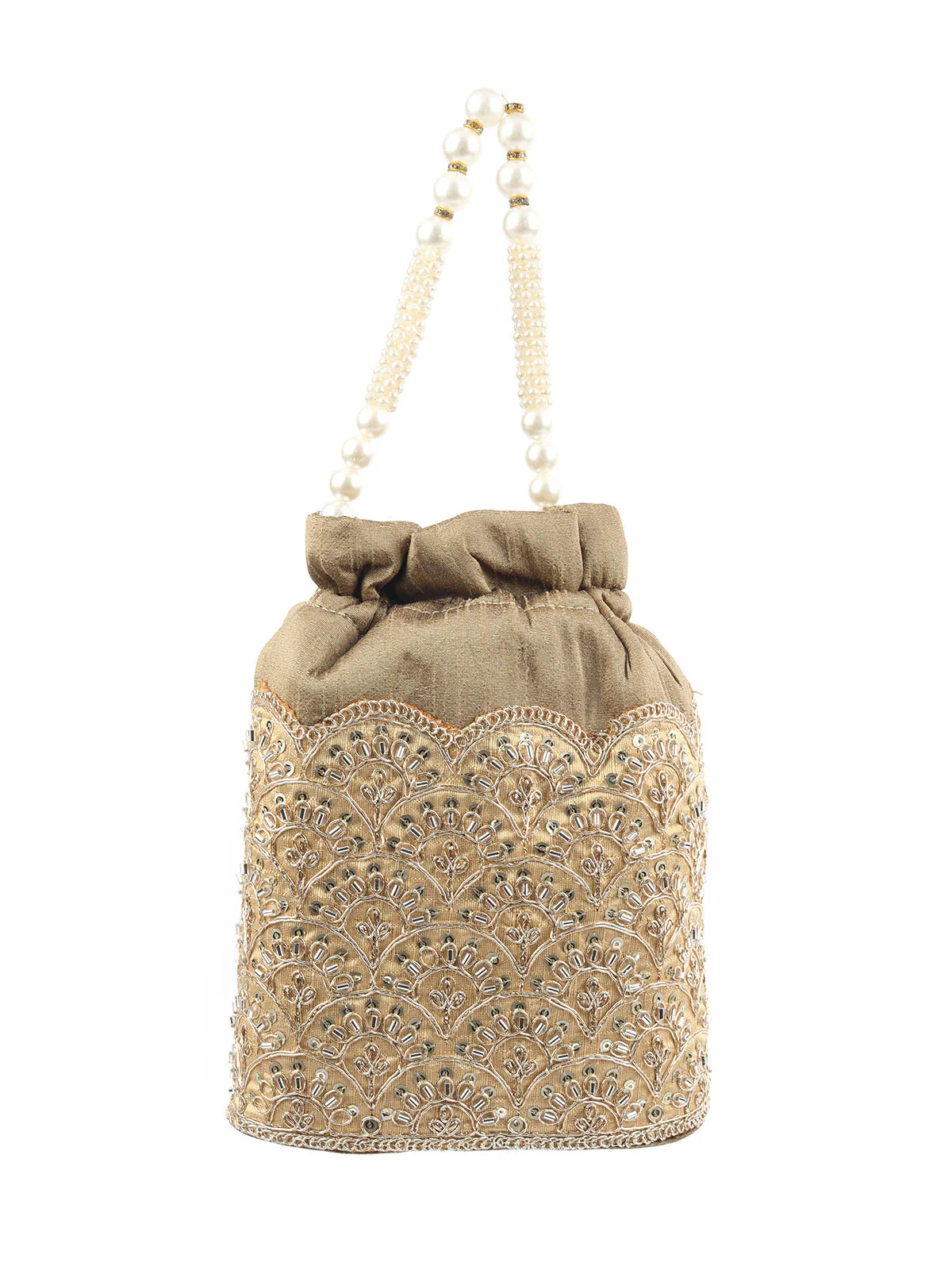 Odette Gold Polyester Potli For Women - Image 5