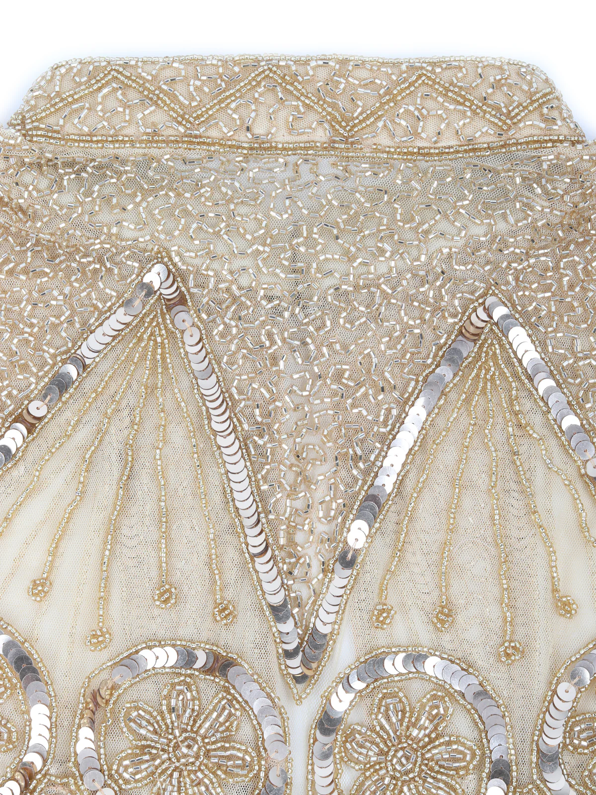 Odette Gold Sequins and Beads Embellished Tassels Cape for Women - Image 6