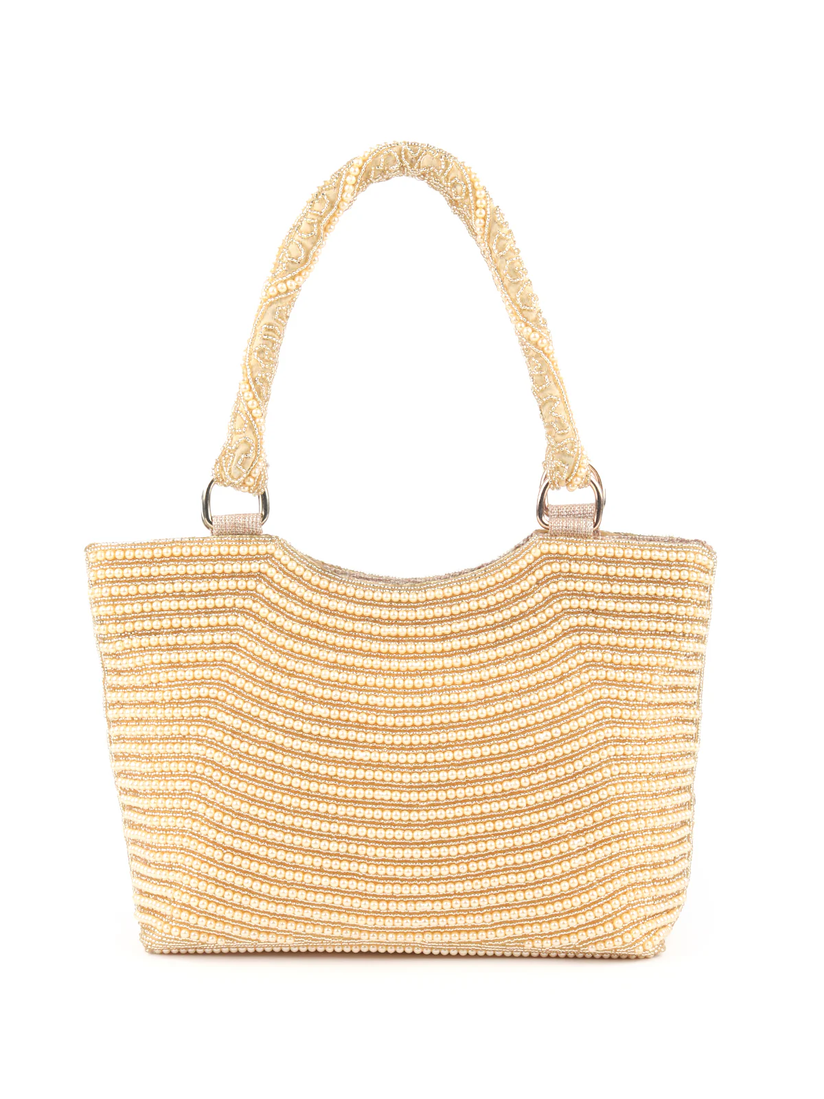 Odette Gold Shells and Beads Embroidered Clutch for Women - Image 5