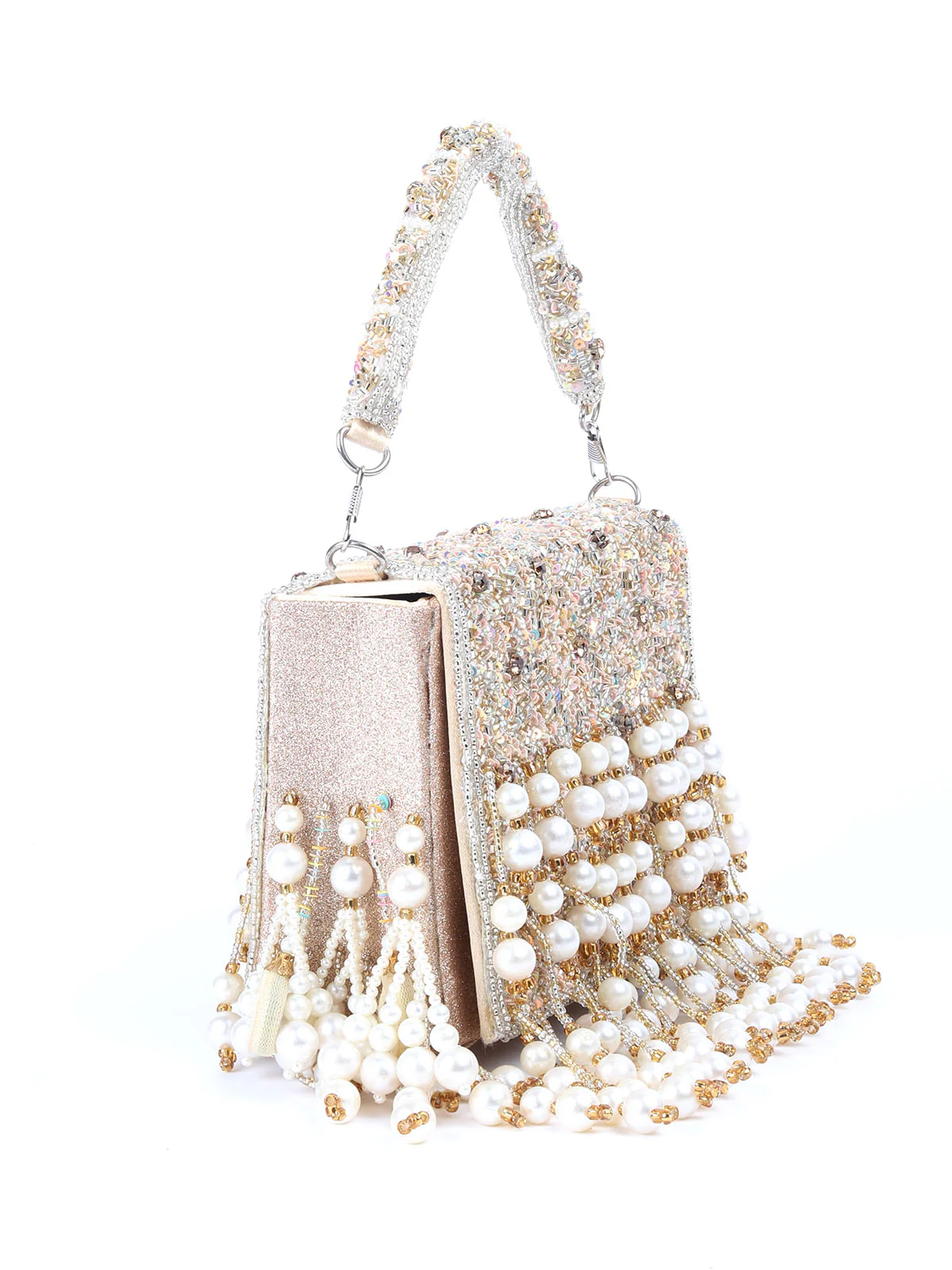 Odette Gold Tassels Embellished Clutch For Women - Image 5
