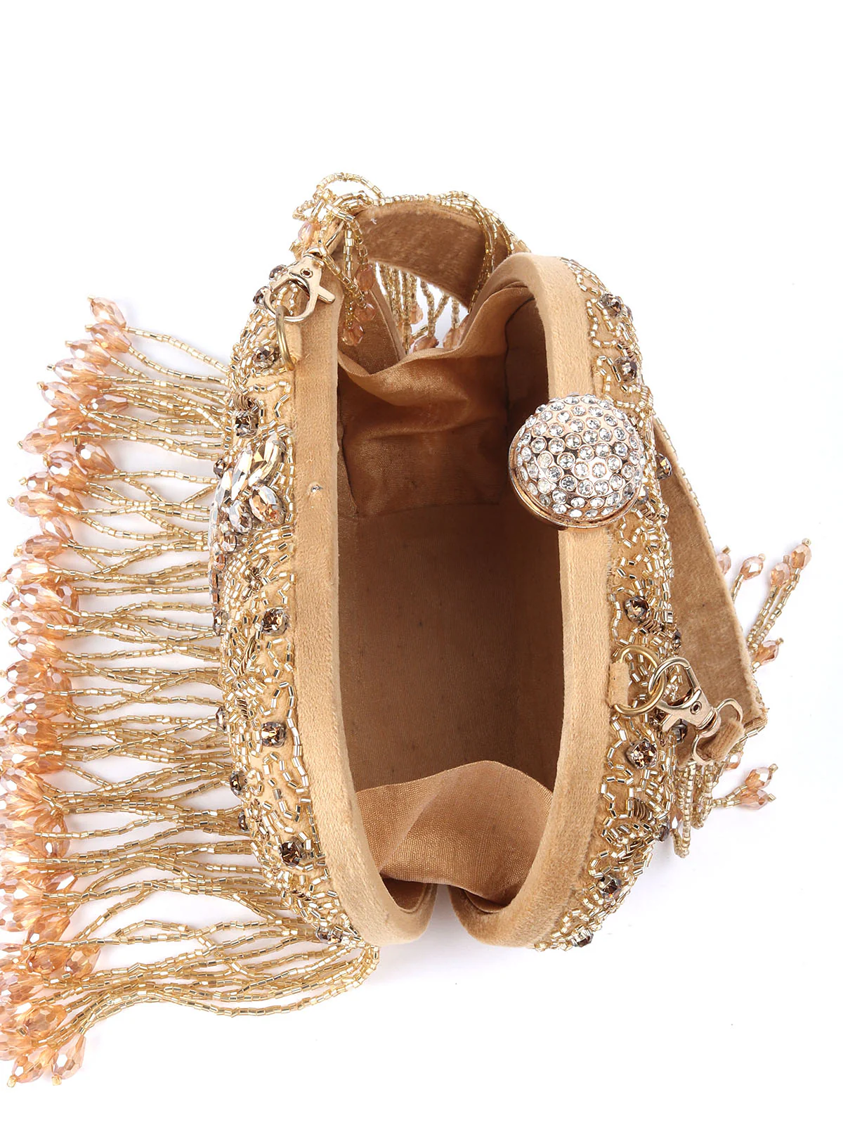 Odette Gold Tassels Embellished Clutch For Women - Image 6