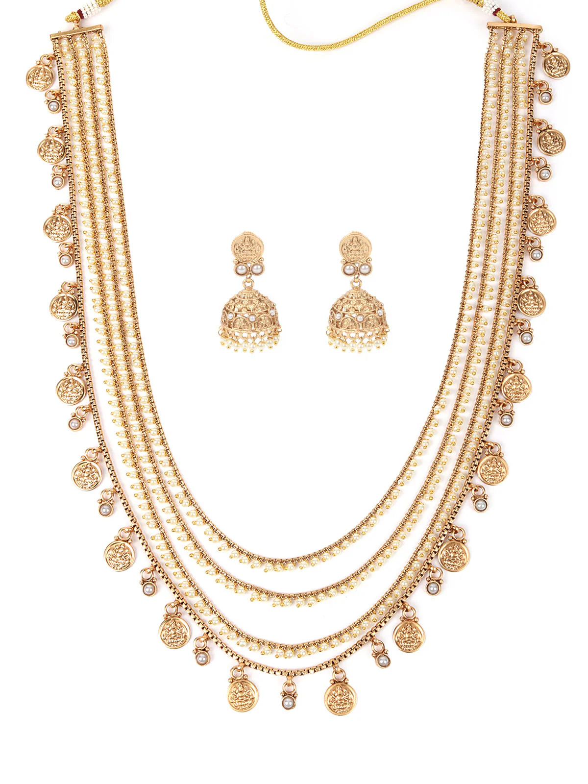 Odette Gold Three Layered Bridal Neck Piece For Women - Image 3