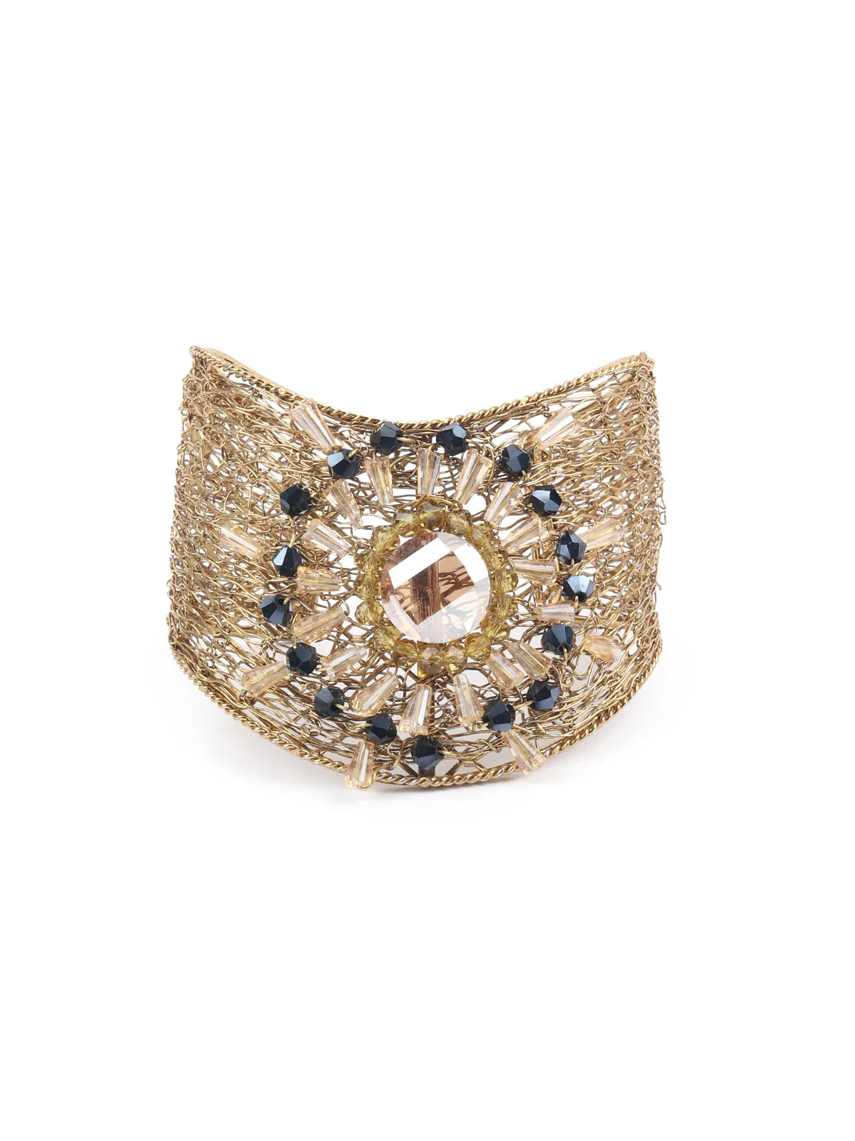 Odette Golden Alloy Embellished Bracelet For Women - Image 5