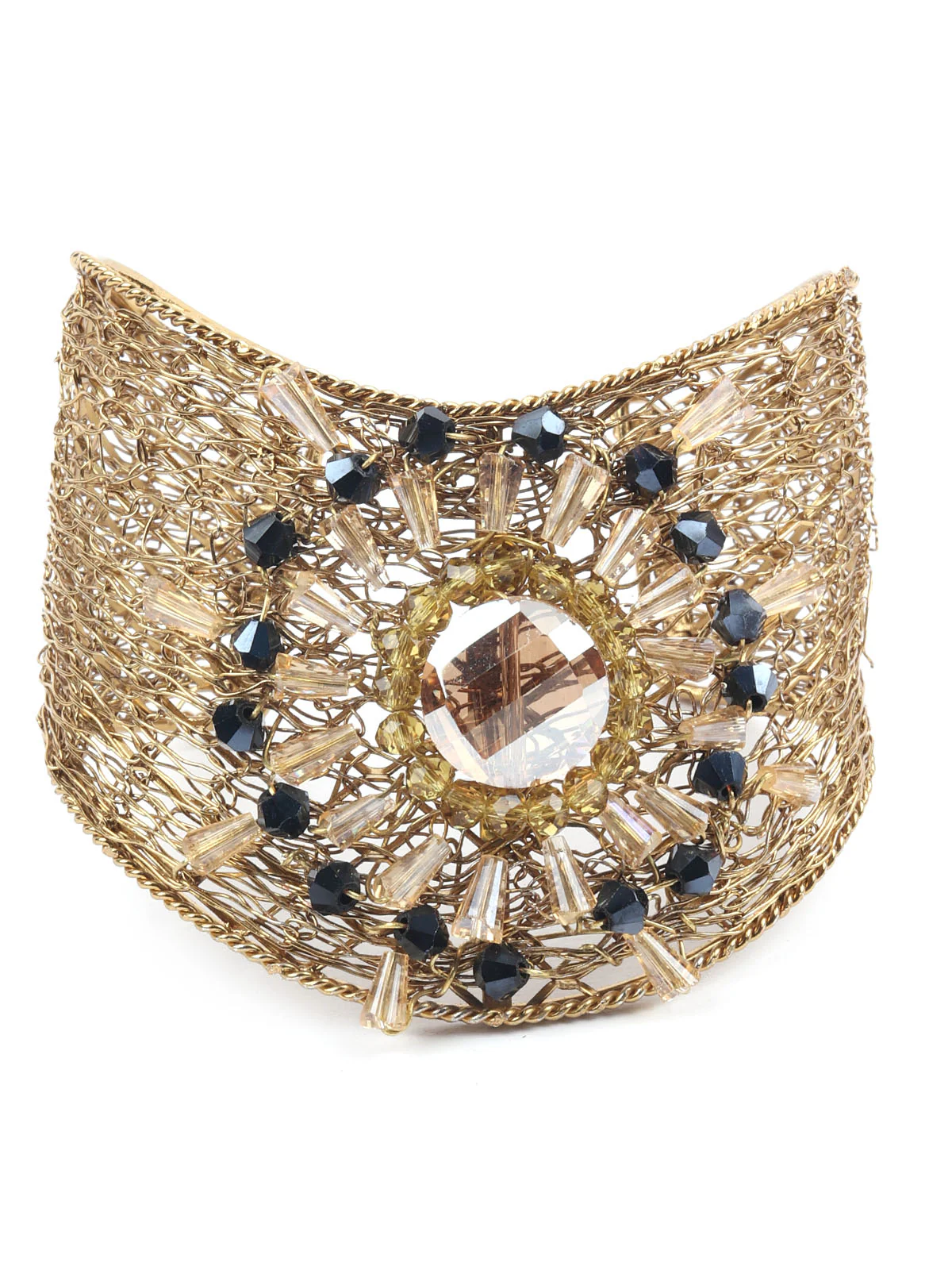 Odette Golden Alloy Embellished Bracelet For Women - Image 6