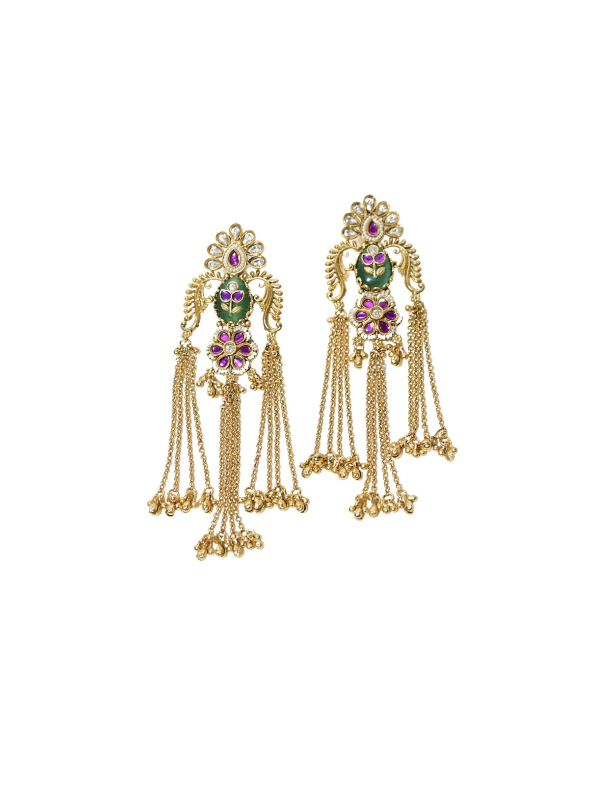 Odette Golden Alloy Embellished Earrings For Women - Image 7