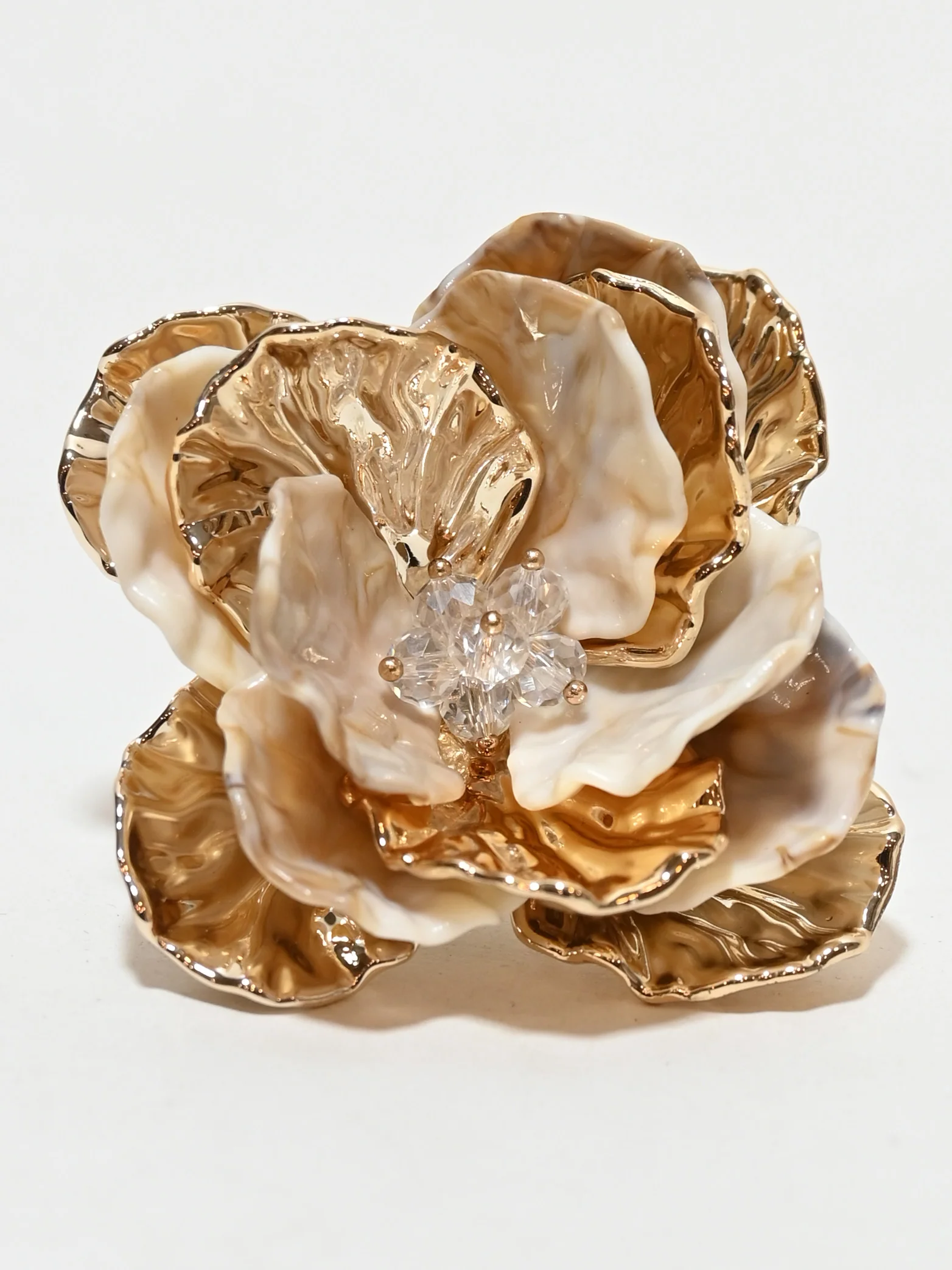 Odette Golden Alloy Embellished Ring For Women - Image 3