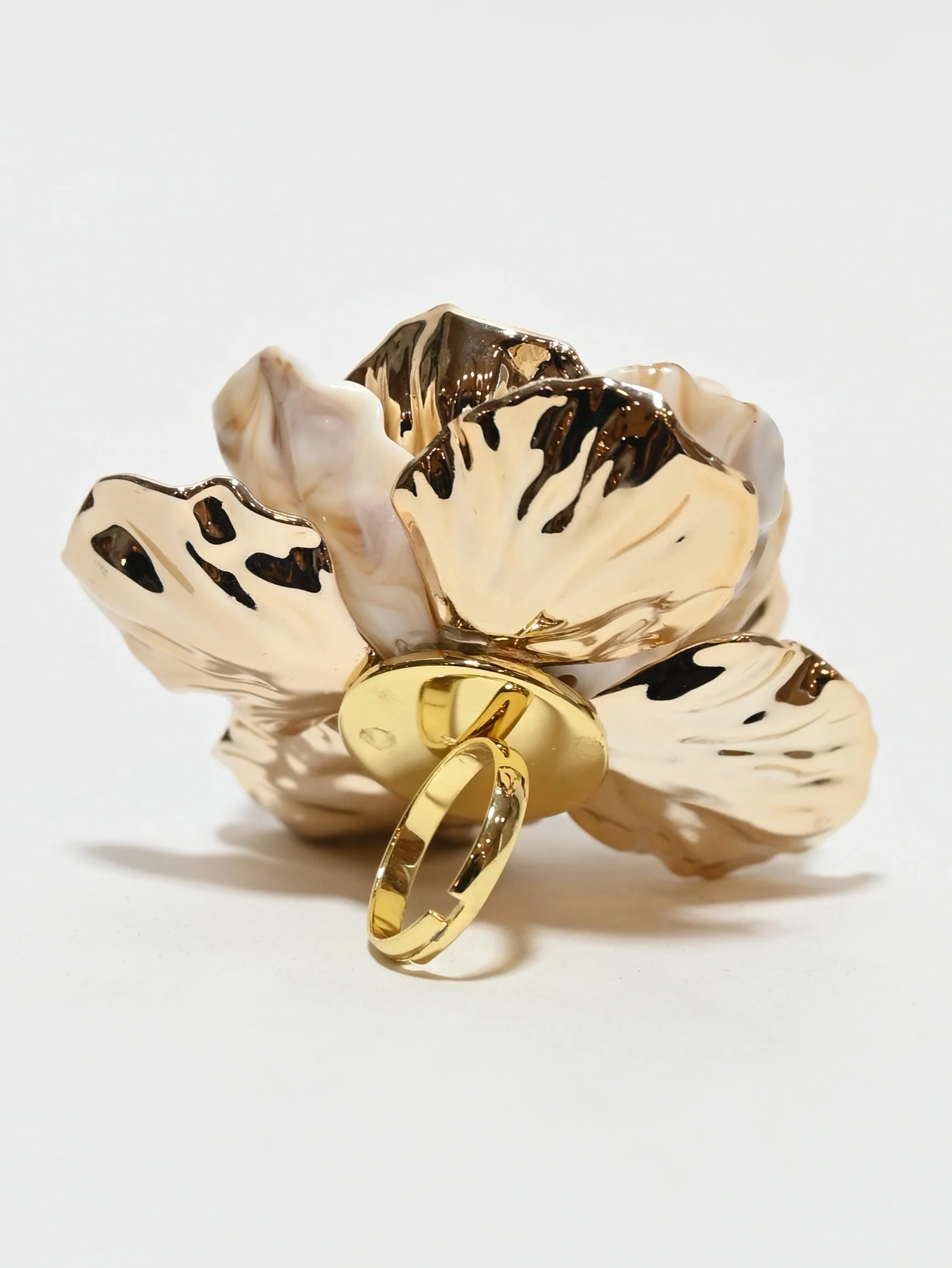 Odette Golden Alloy Embellished Ring For Women - Image 4