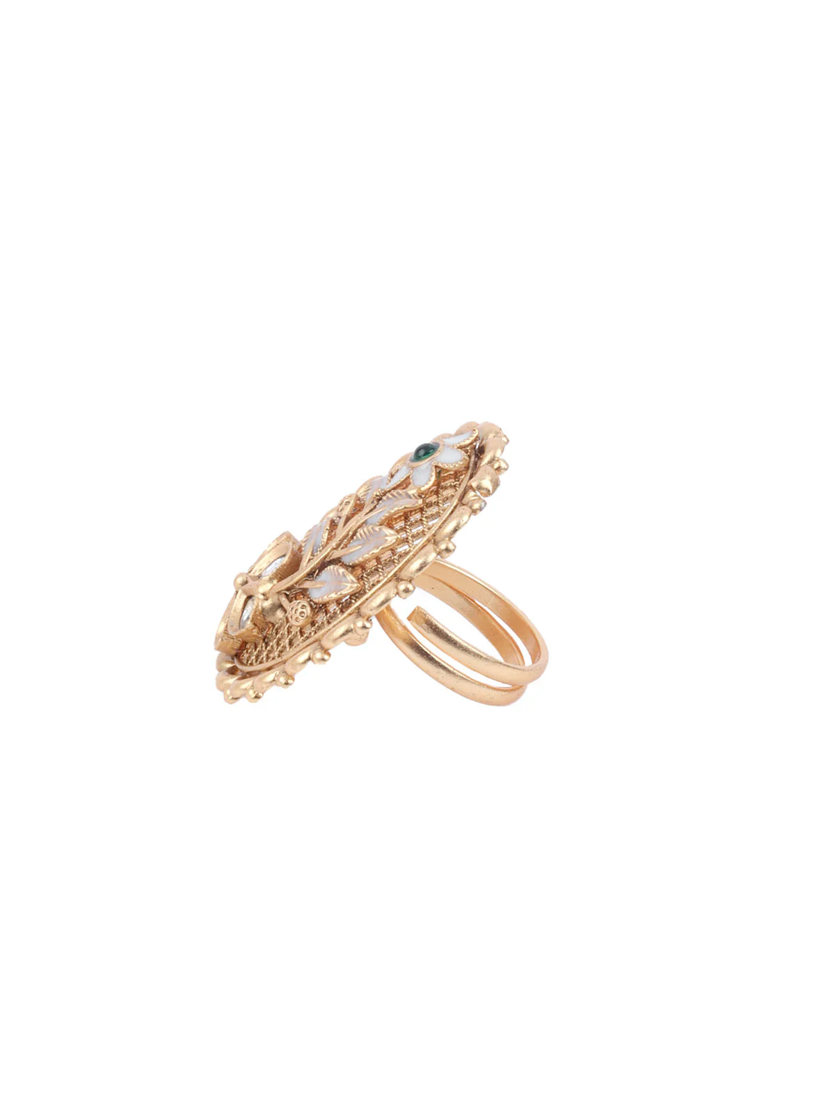 Odette Golden Alloy Embellished Ring For Women - Image 4