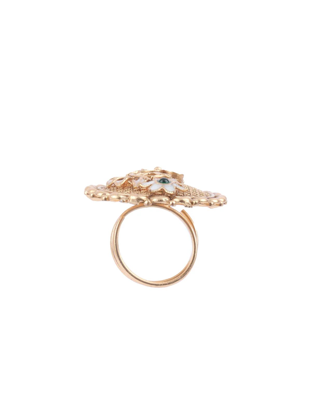 Odette Golden Alloy Embellished Ring For Women - Image 5