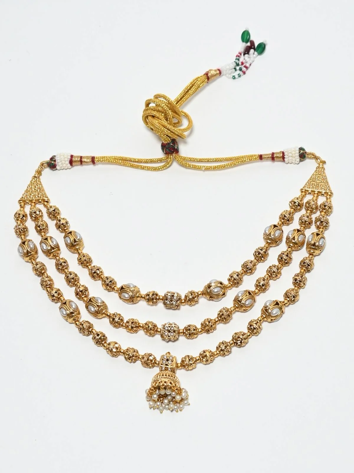 Odette Golden Alloy Kundan Jewellery Set For Women - Image 4
