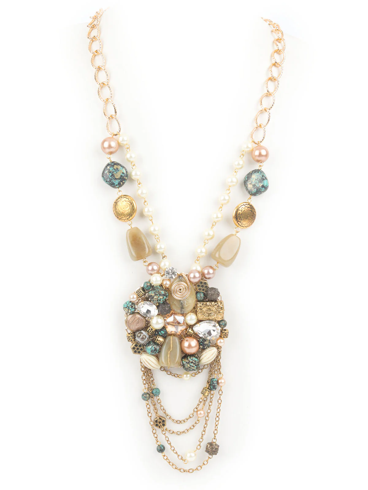 Odette Golden & Blue Alloy Embellished Jewellery Set For Women - Image 4