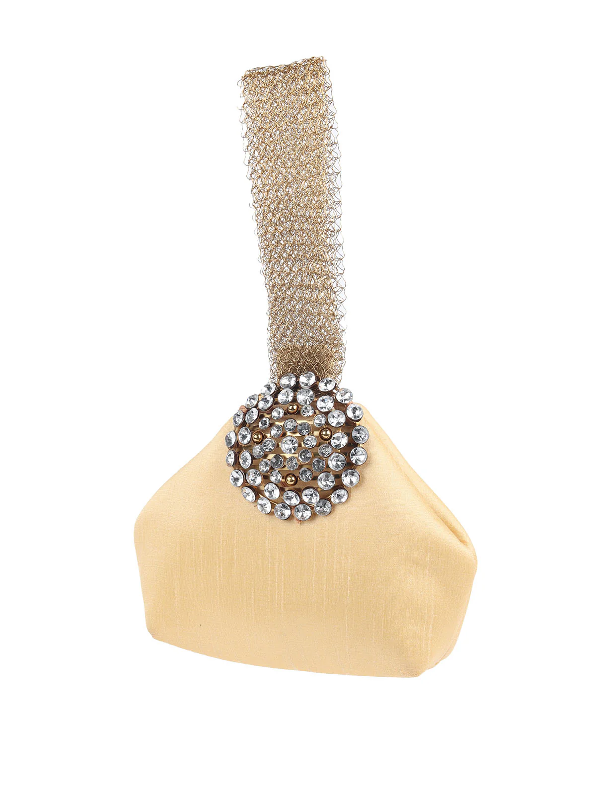 Odette Gold Brooch Embellished Clutch For Women - Image 3