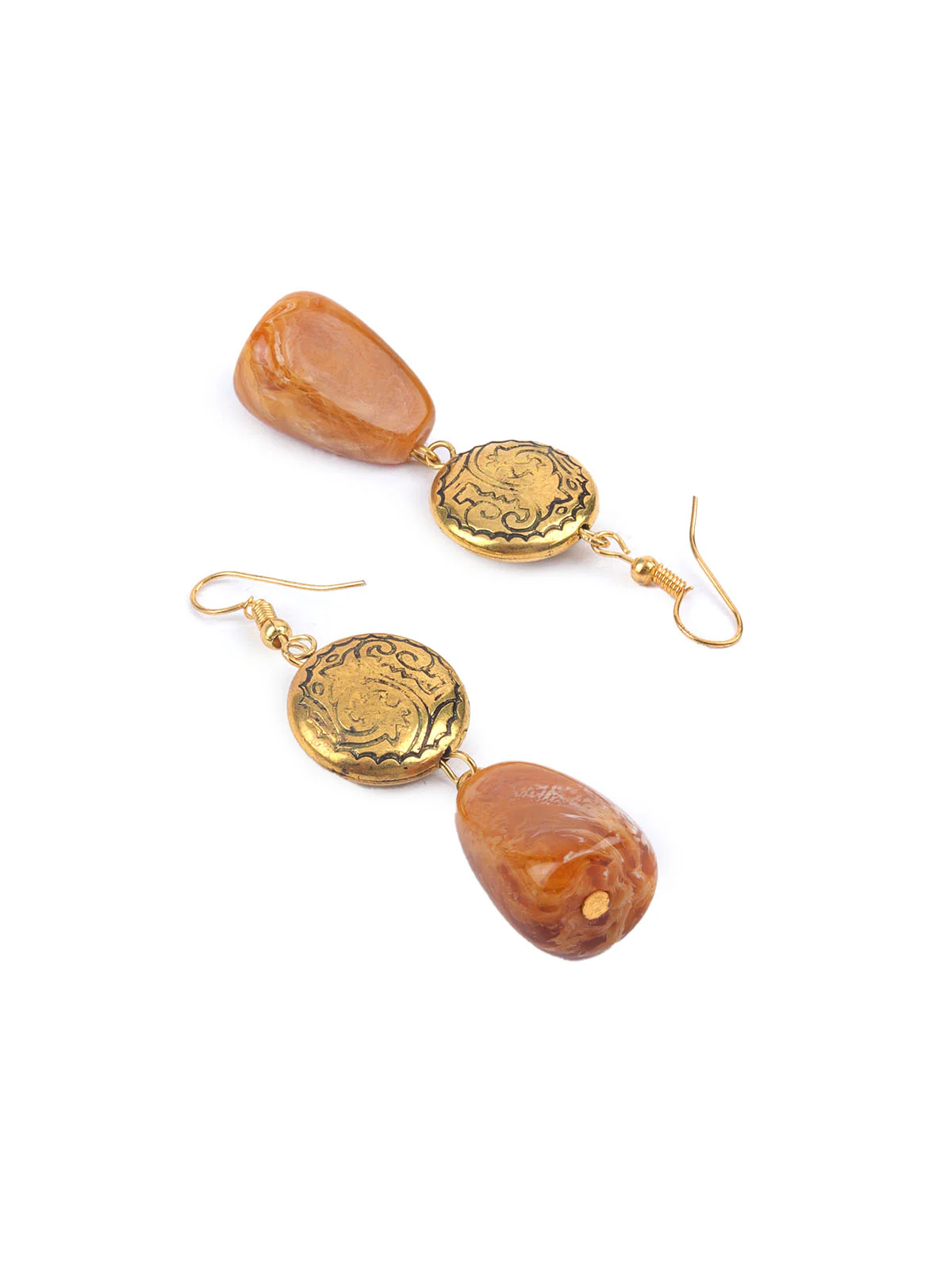 Odette Golden & Brown Alloy Embellished Jewellery Set For Women - Image 6