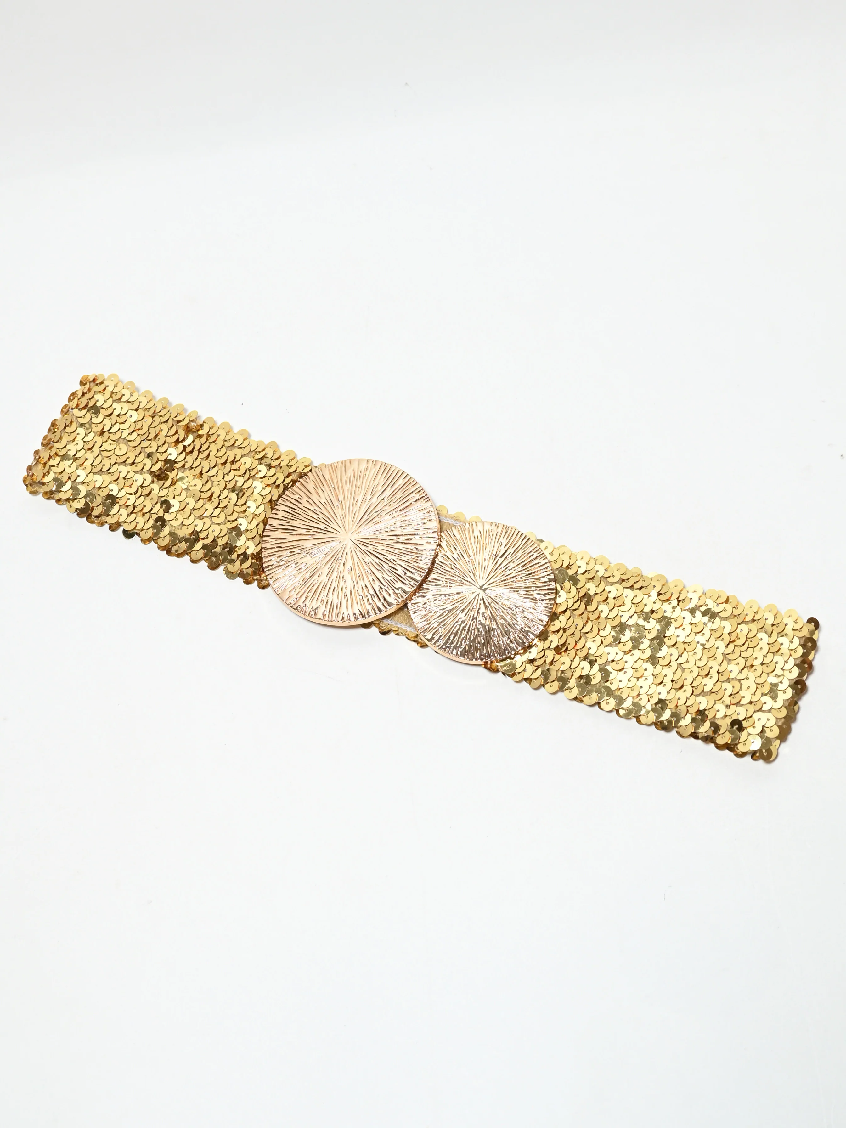Odette Golden Elastic Sequin Work Belt For Women - Image 3