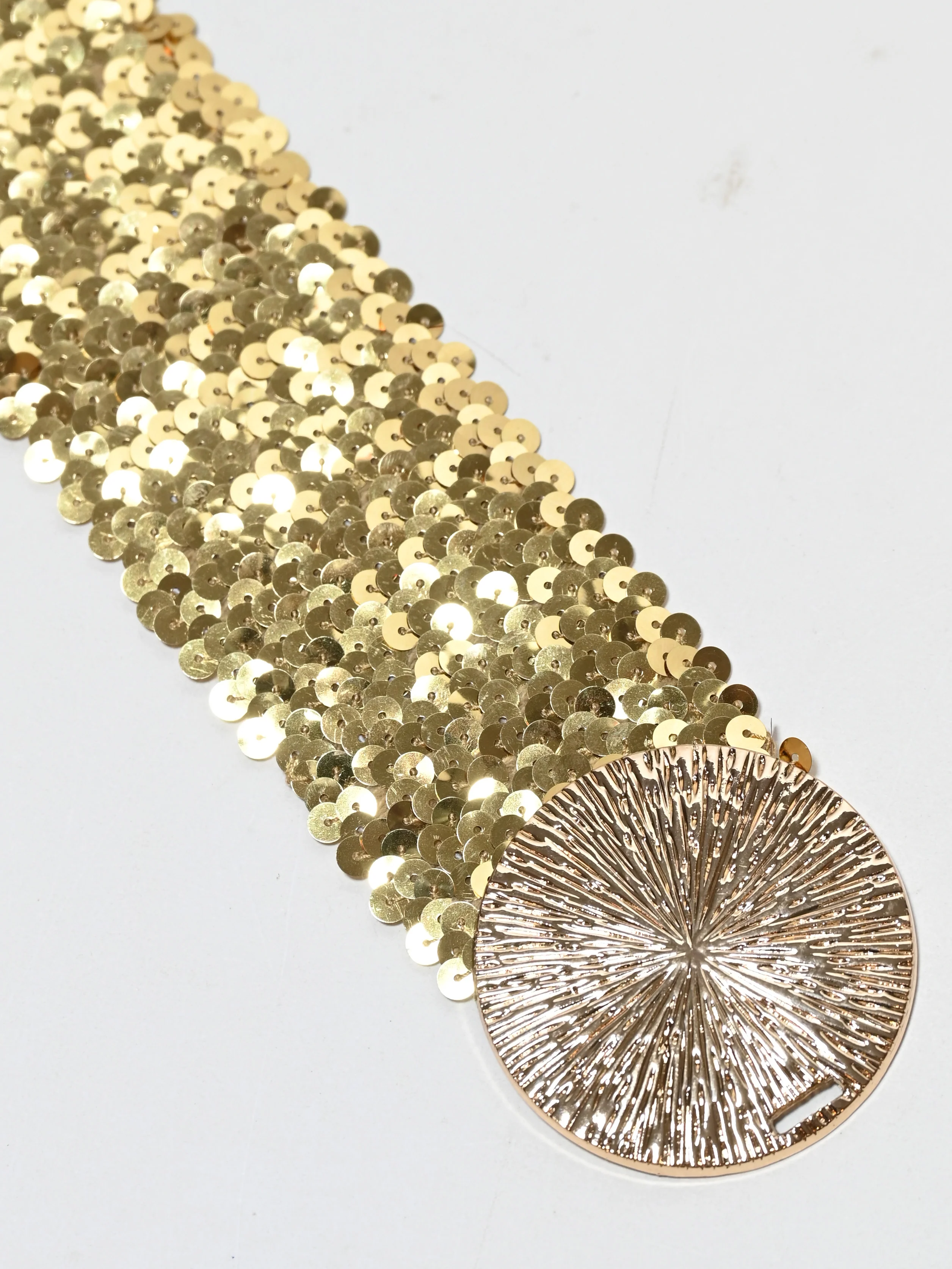 Odette Golden Elastic Sequin Work Belt For Women - Image 5