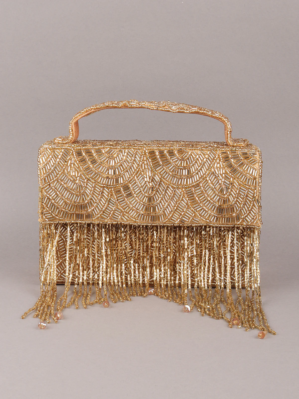 Odette Golden Embroidered Box Clutch For Women - Image 3