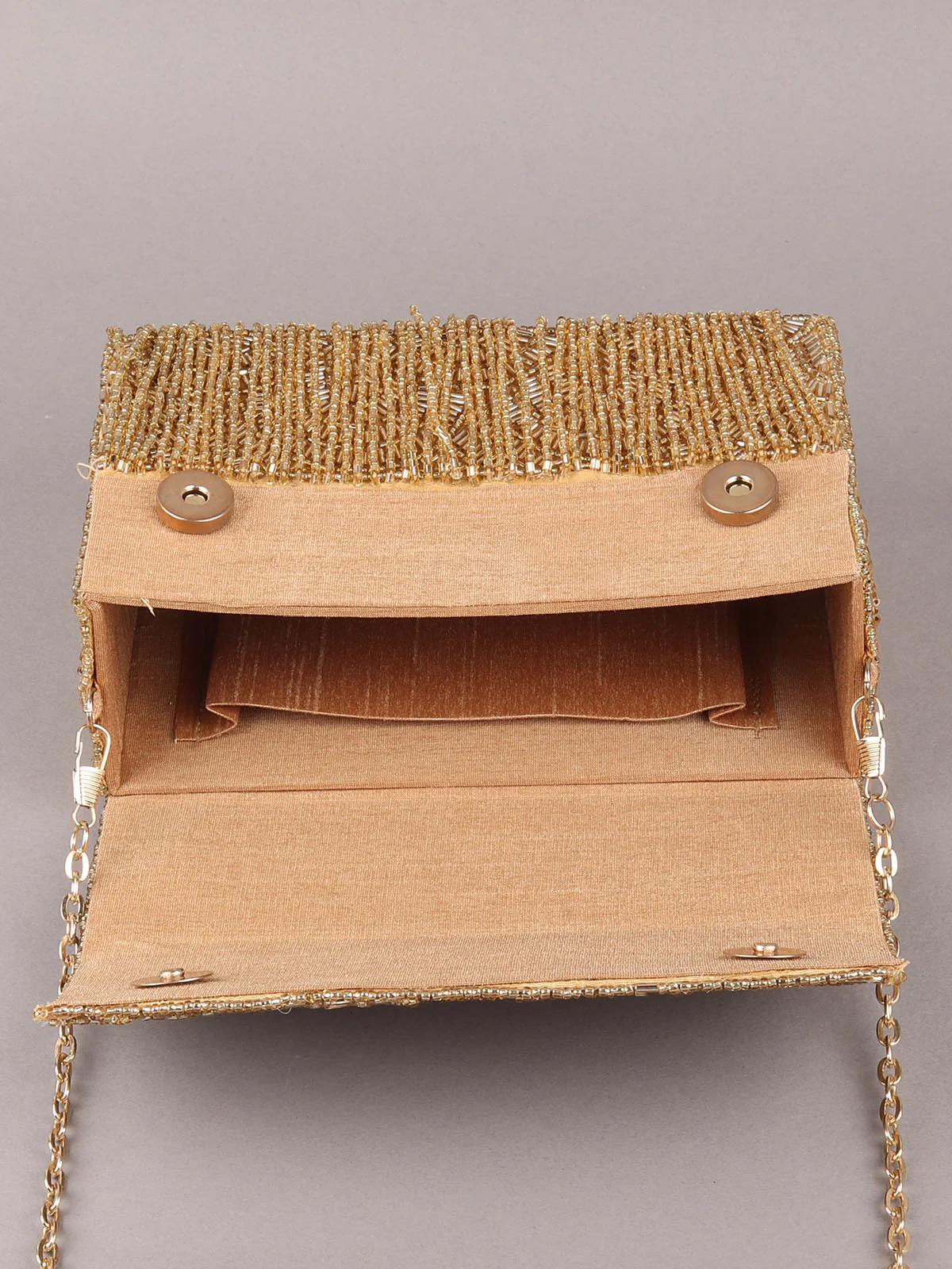 Odette Golden Embroidered Box Clutch For Women - Image 6