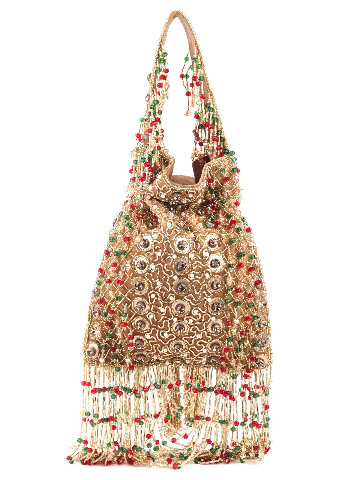 Odette Golden Embroidered Potli Bag For Women - Image 3