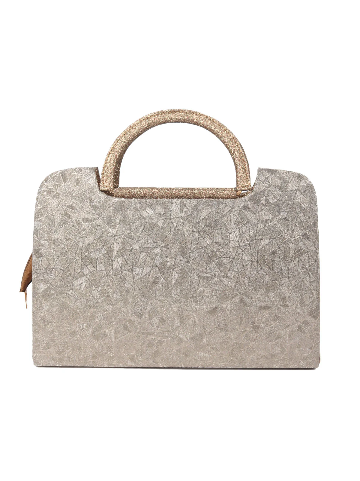 Odette Golden Glittery Fabric Hand Bag For Women - Image 5