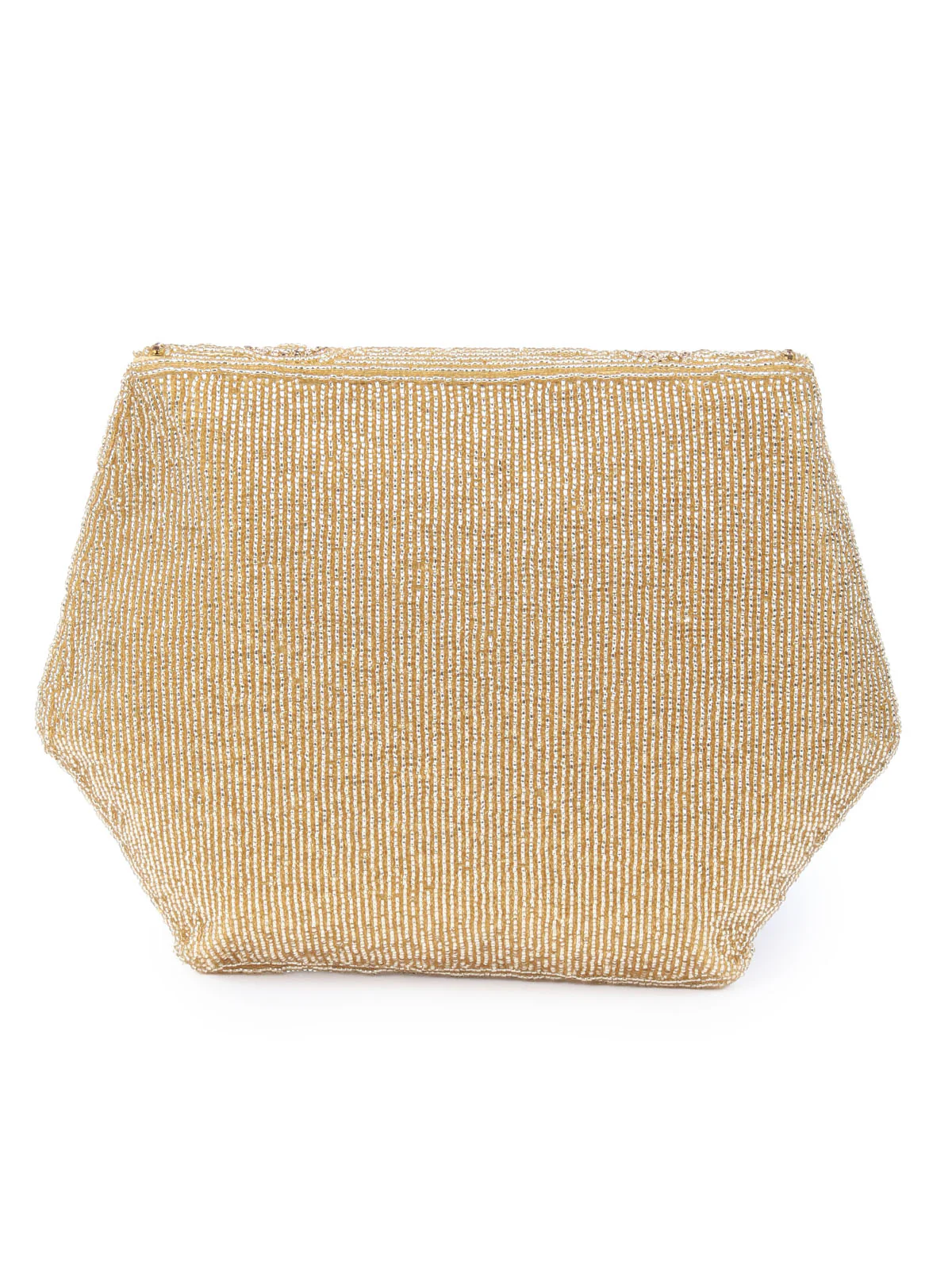 Odette Golden Jute Beads And Stone With Golden Metallic Chain Hand Bag For Women - Image 5