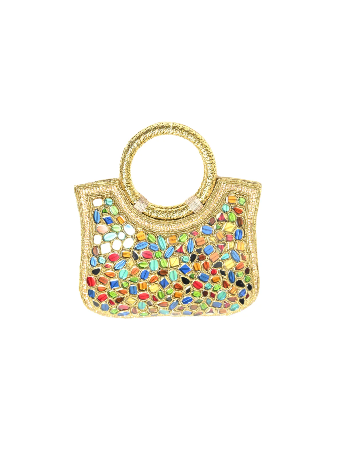 Odette Golden Jute Embellished Clutch For Women - Image 6