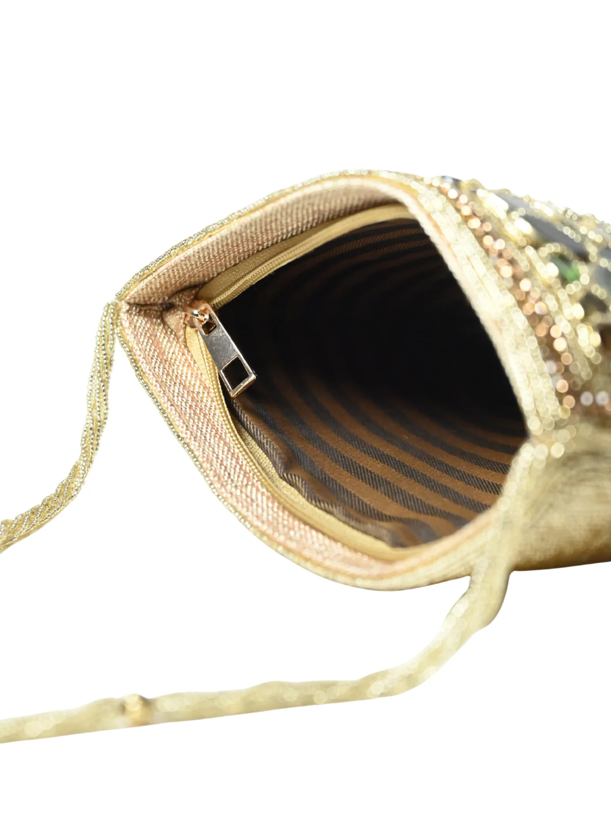 Odette Golden Jute Embellished Clutch For Women - Image 7