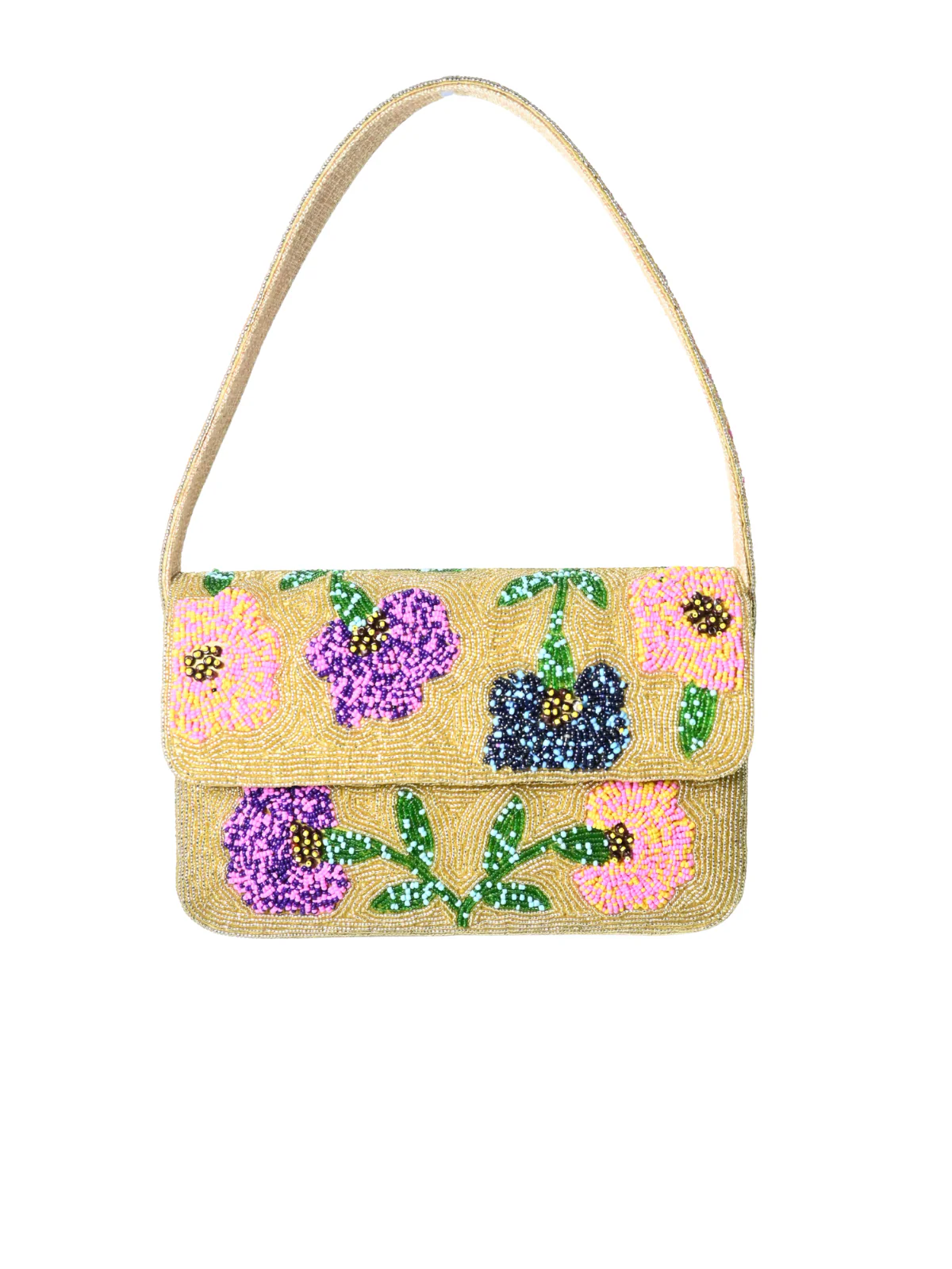 Odette Golden Jute Embellished Clutch For Women - Image 3