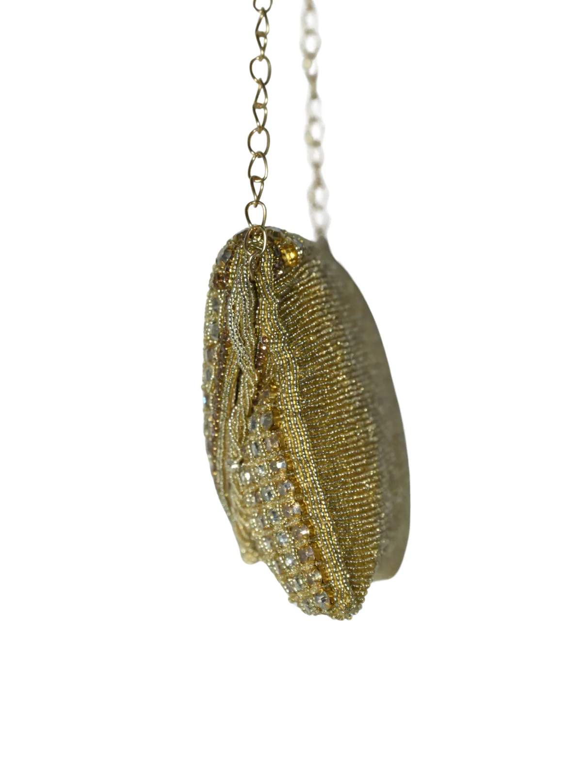 Odette Golden Jute Embellished Clutch For Women - Image 5
