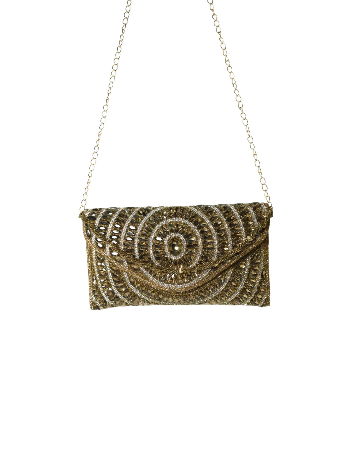 Odette Golden Jute Embellished Clutch For Women - Image 3