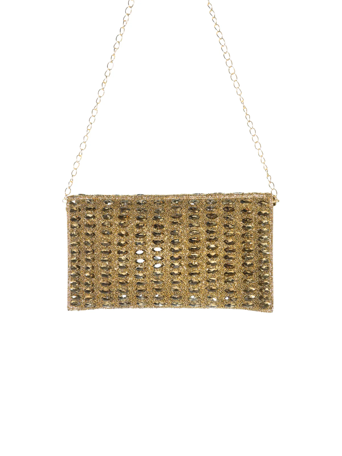 Odette Golden Jute Embellished Clutch For Women - Image 6