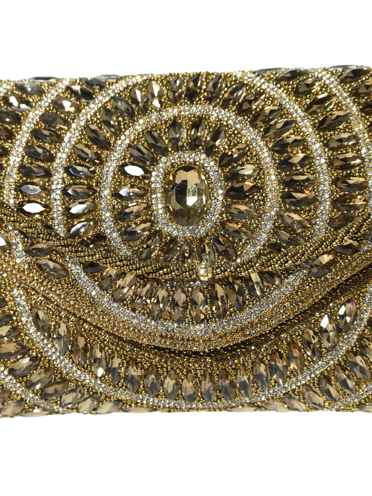 Odette Golden Jute Embellished Clutch For Women - Image 7