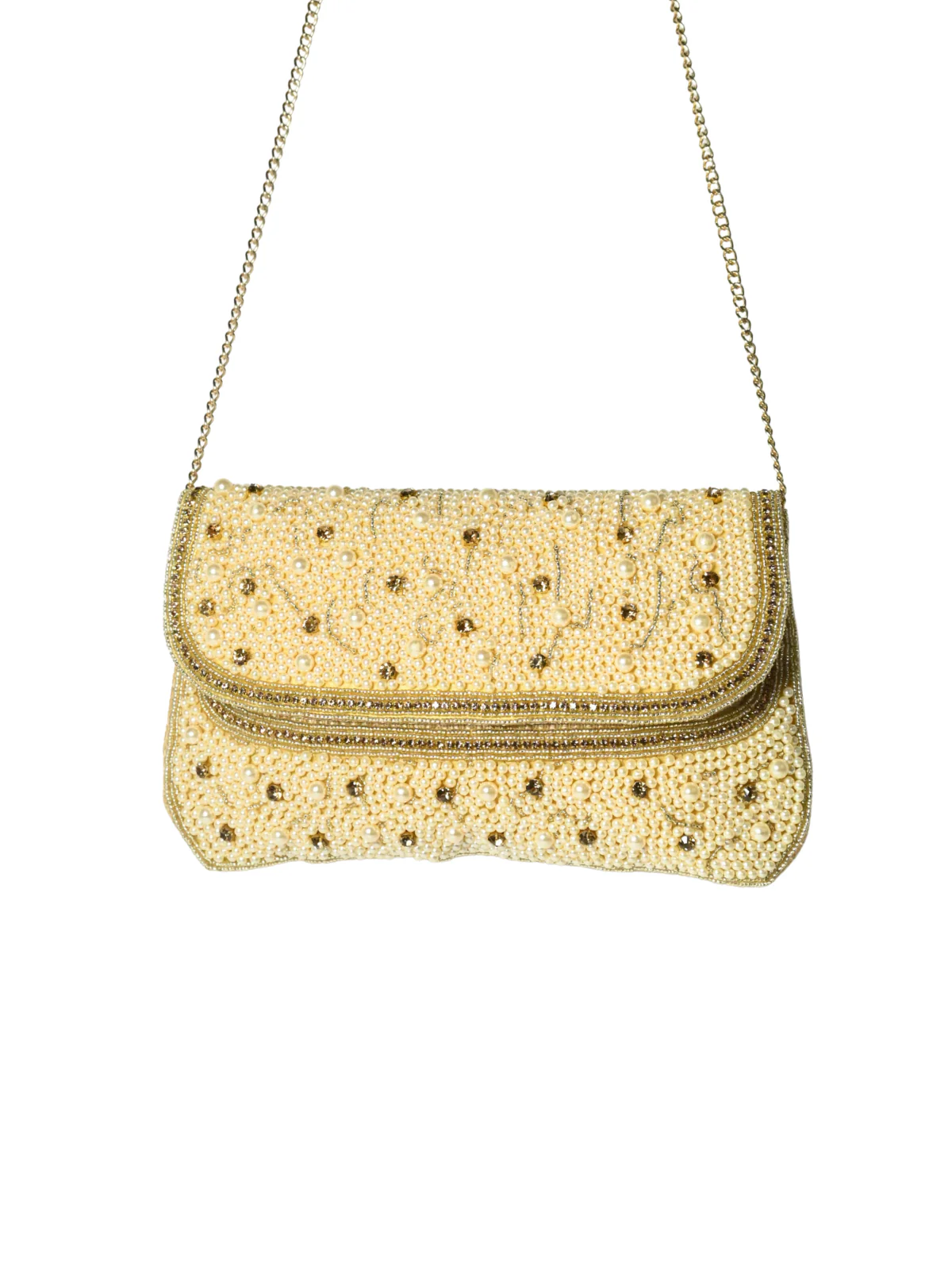 Odette Golden Jute Embellished Clutch For Women - Image 3
