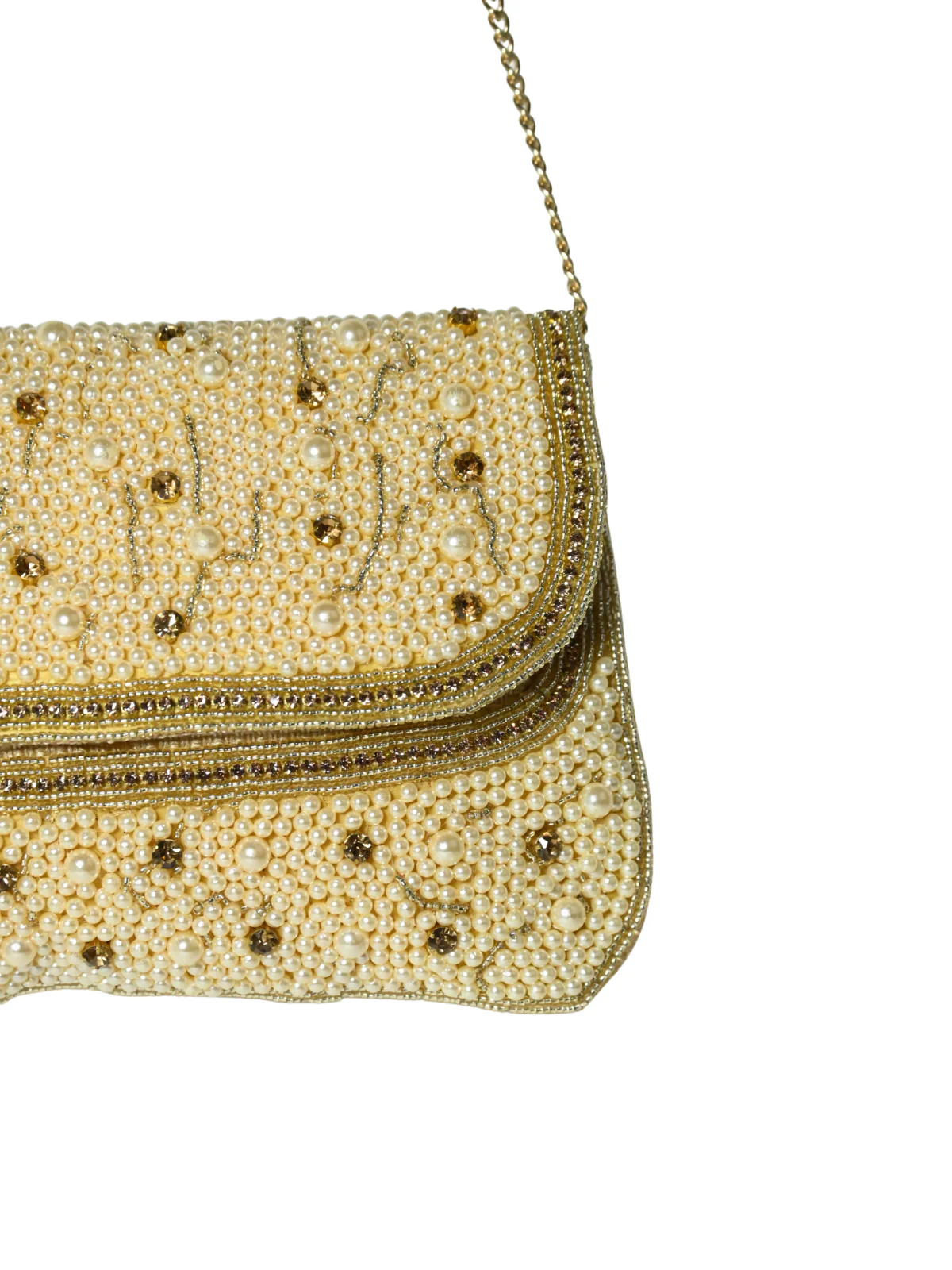 Odette Golden Jute Embellished Clutch For Women - Image 6