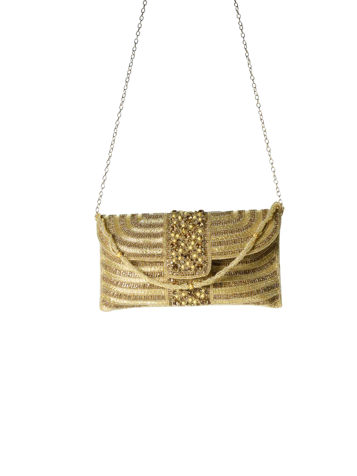 Odette Golden Jute Embellished Clutch For Women - Image 3