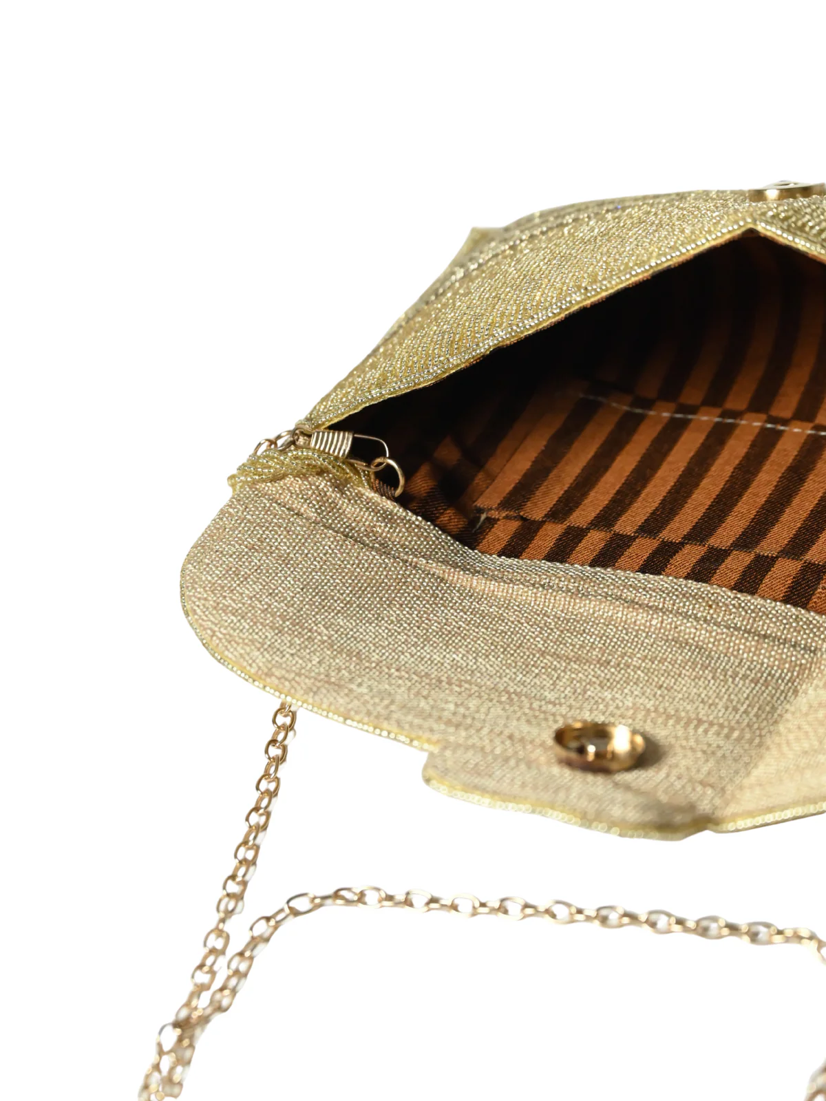 Odette Golden Jute Embellished Clutch For Women - Image 8