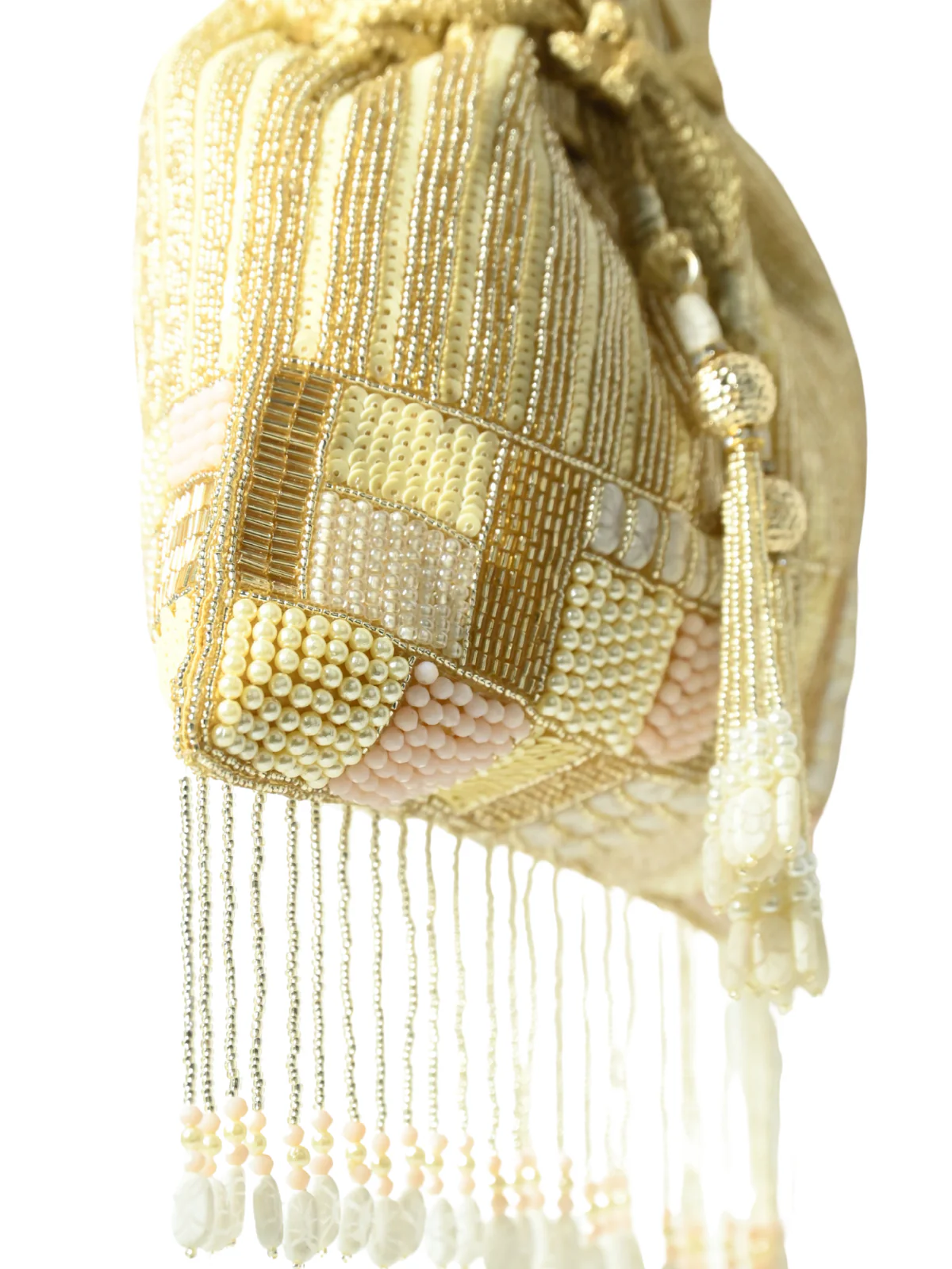Odette Golden Jute Embellished Potli For Women - Image 6