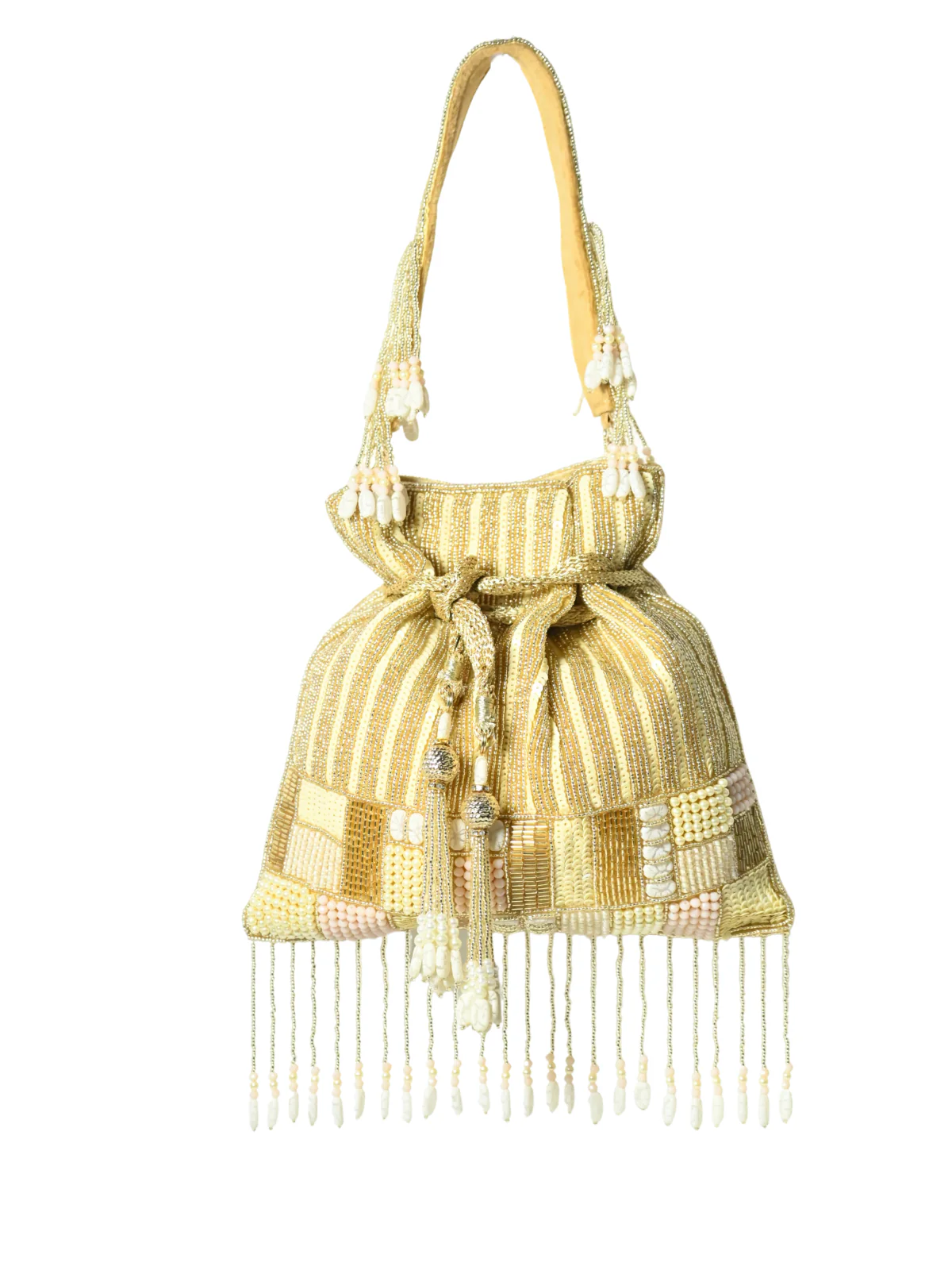 Odette Golden Jute Embellished Potli For Women - Image 7