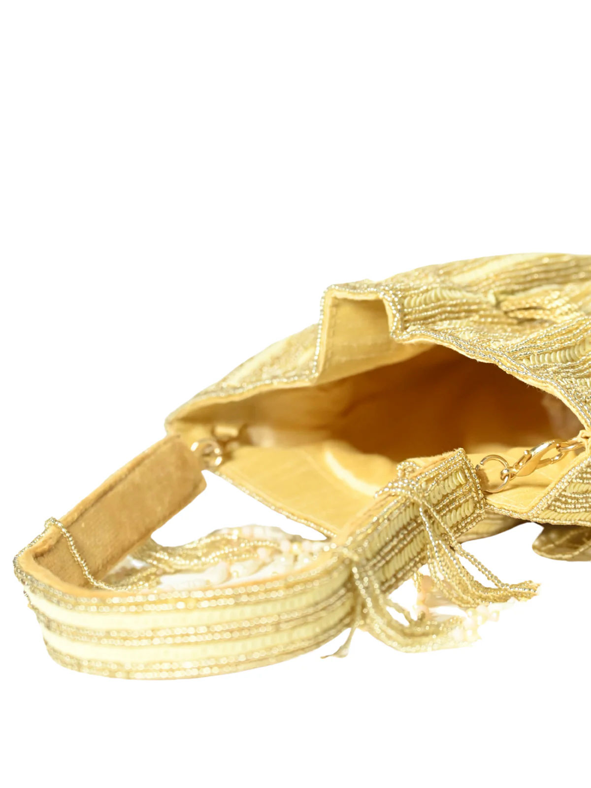 Odette Golden Jute Embellished Potli For Women - Image 8