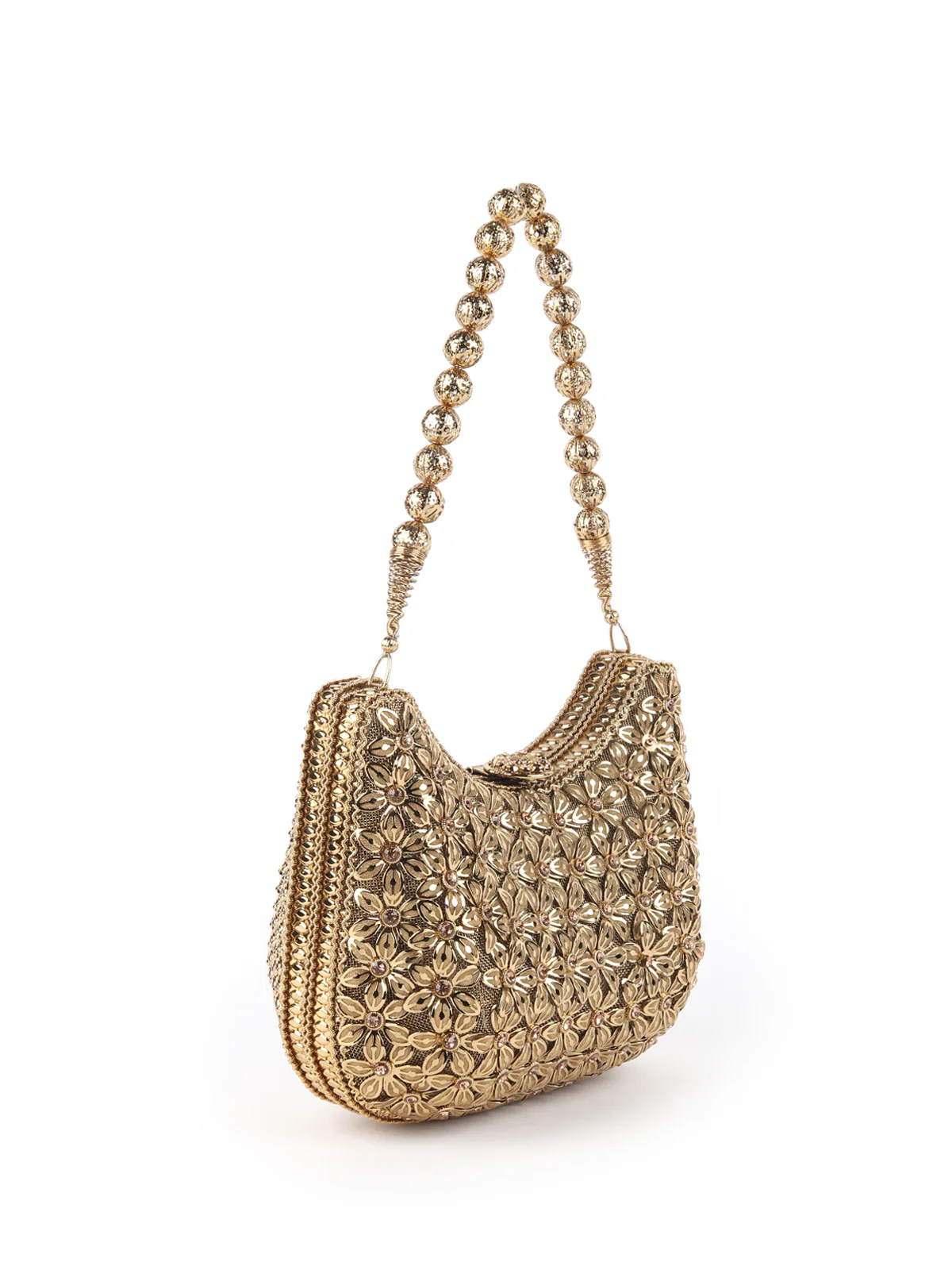 Odette Golden Metal Clutch For Women - Image 4