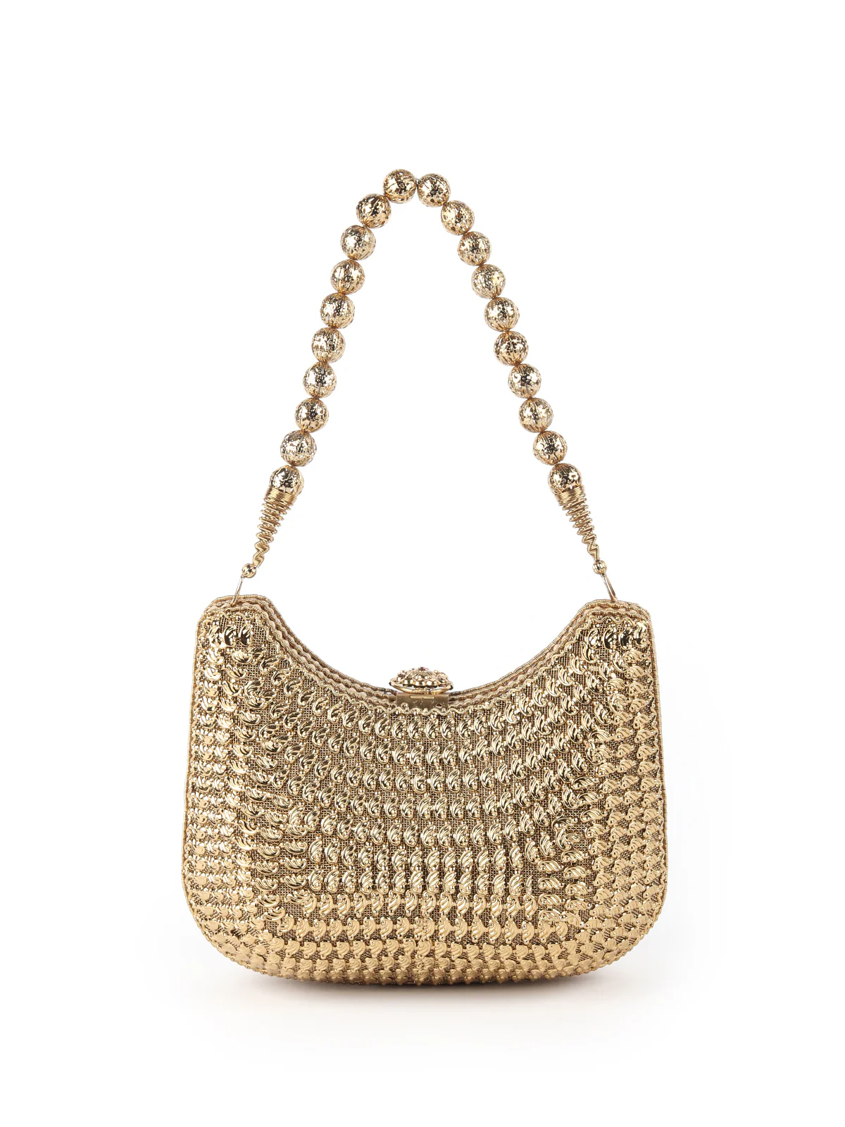 Odette Golden Metal Clutch For Women - Image 5