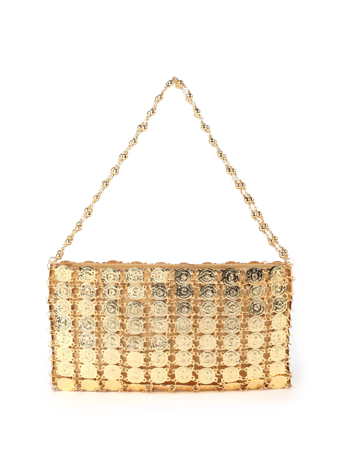 Odette Golden Metal Clutch For Women - Image 5