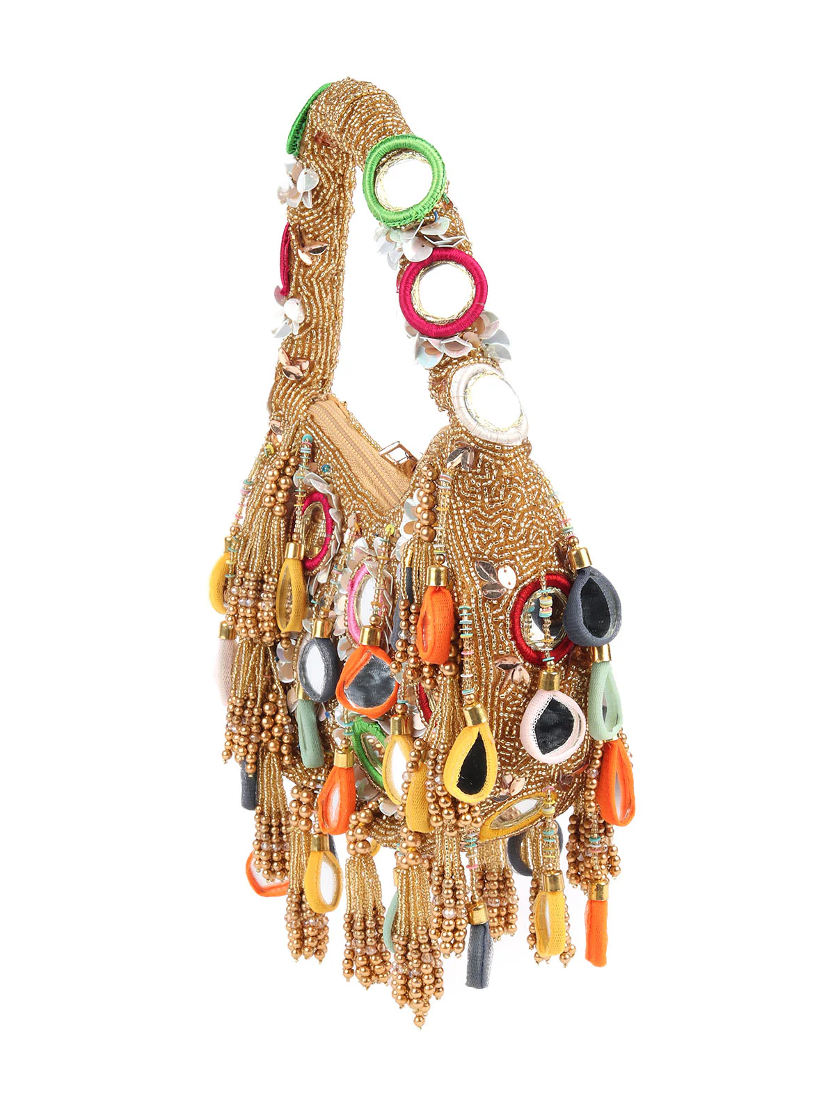 Odette Gold Mirror Tasseled Clutch For Women - Image 4