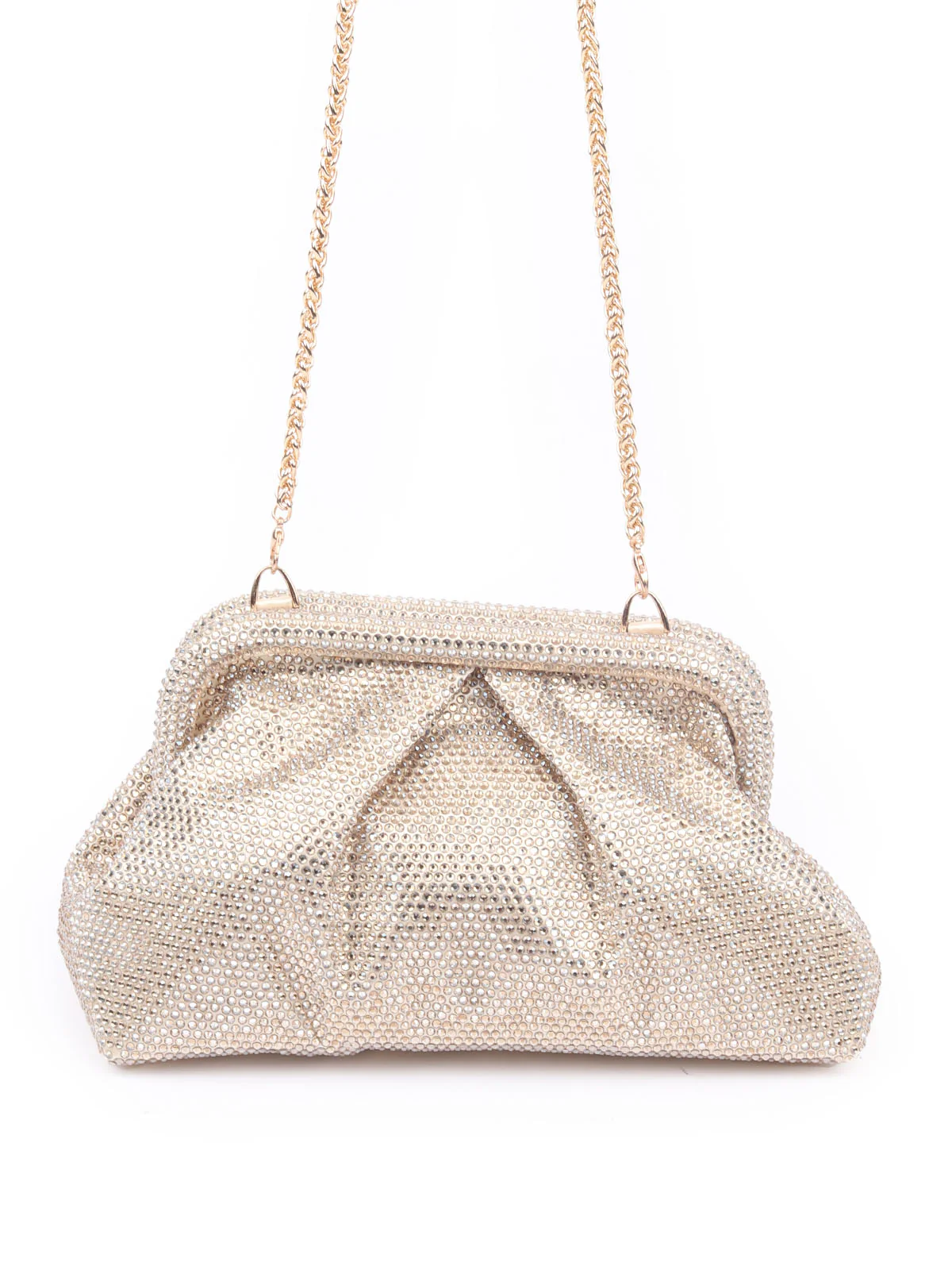 Odette Golden Stone Polyester Embellished Clutch For Women - Image 3