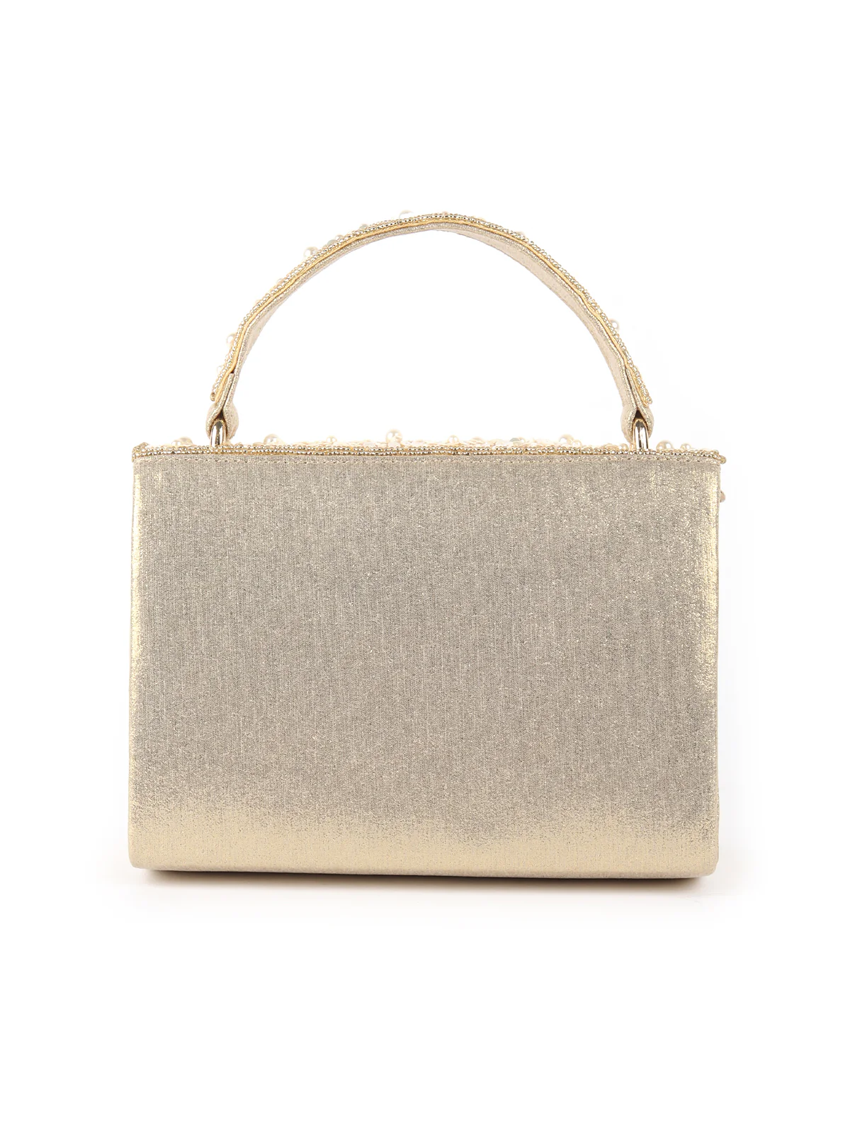 Odette Golden Sequins Embroidered Structured Clutch For Women - Image 5