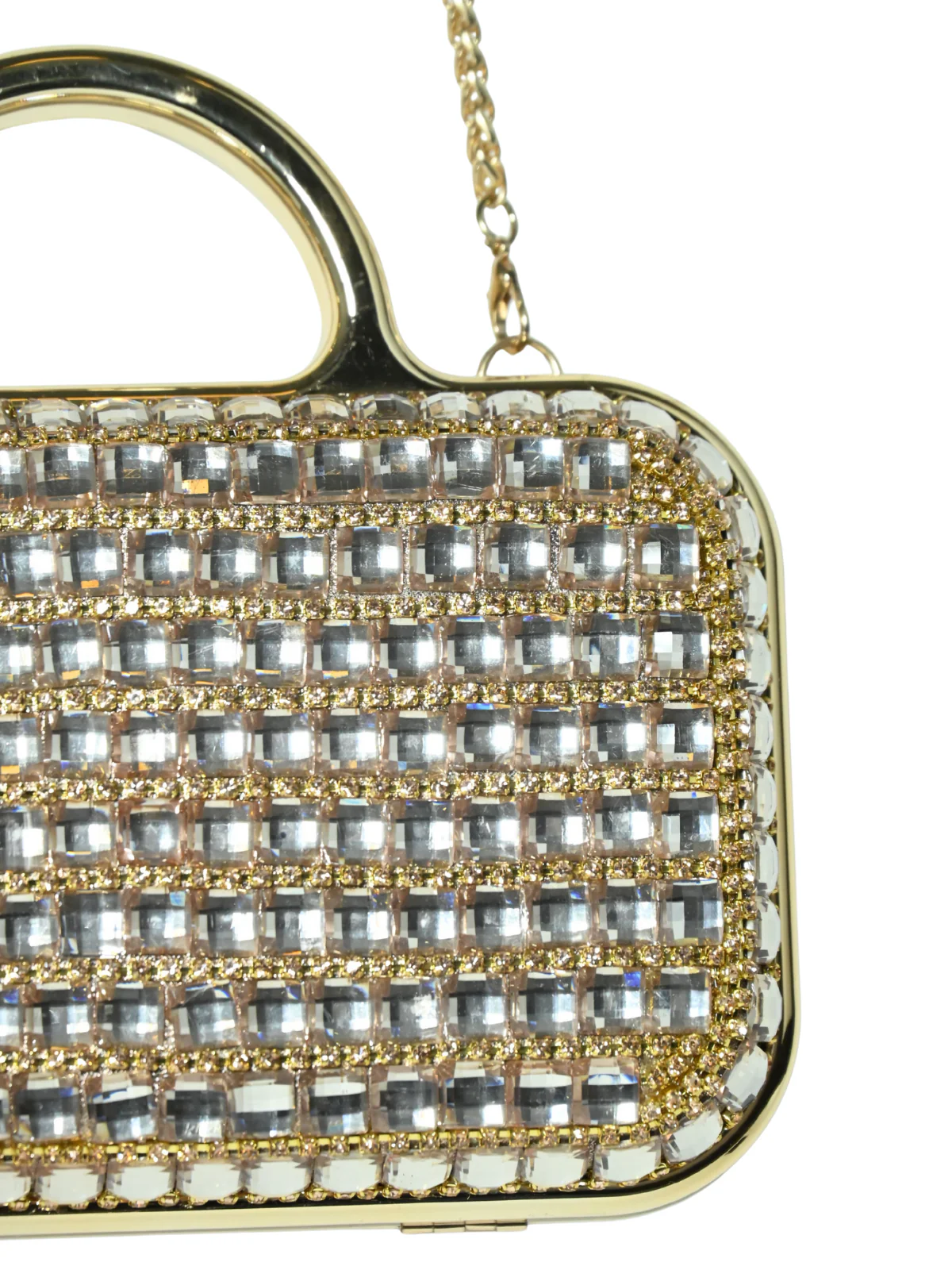 Odette Golden Silk Blend Embellished Clutch For Women - Image 6